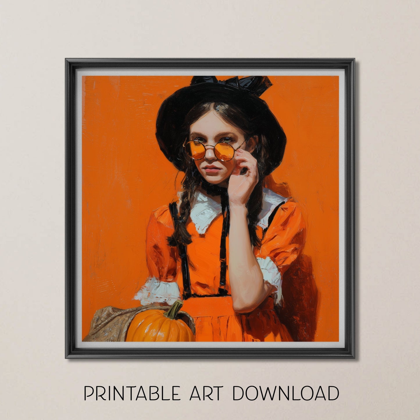 Halloween Costume Party Art: Orange Printable Portrait (Digital Download, 5 Sizes Included)