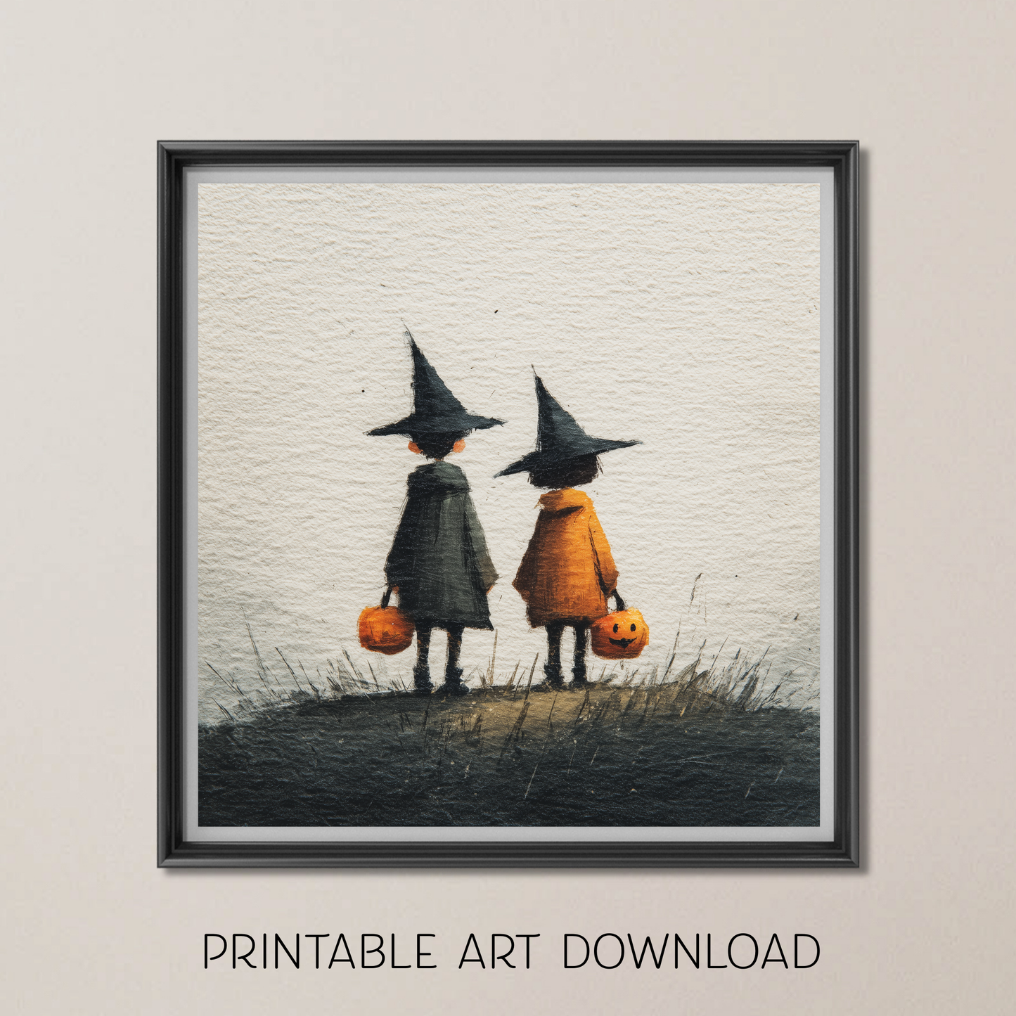 Halloween Printable Trick or Treat Wall Art, Original Artwork with 5 Aspect Ratios Included, Instant Digital Download, Printable Art