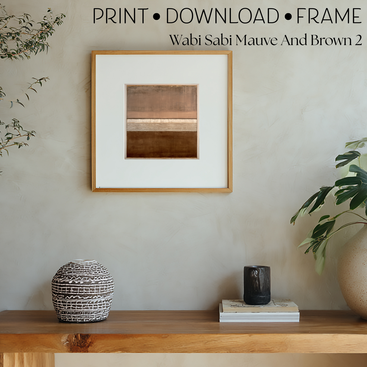 Printable Wabi Sabi Abstract Art Print, Minimalist Mauve