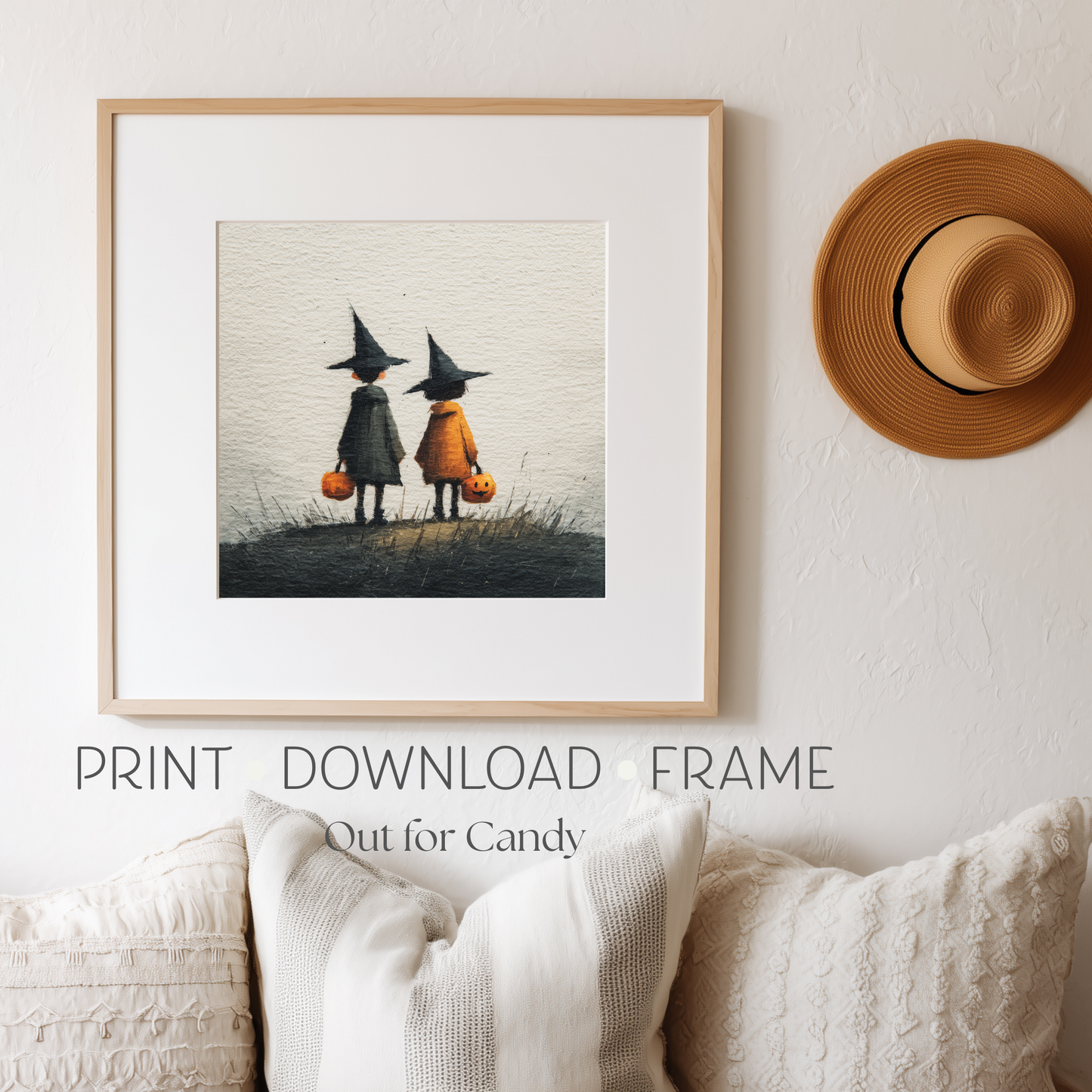 Halloween Printable Trick or Treat Wall Art, Original Artwork with 5 Aspect Ratios Included, Instant Digital Download, Printable Art