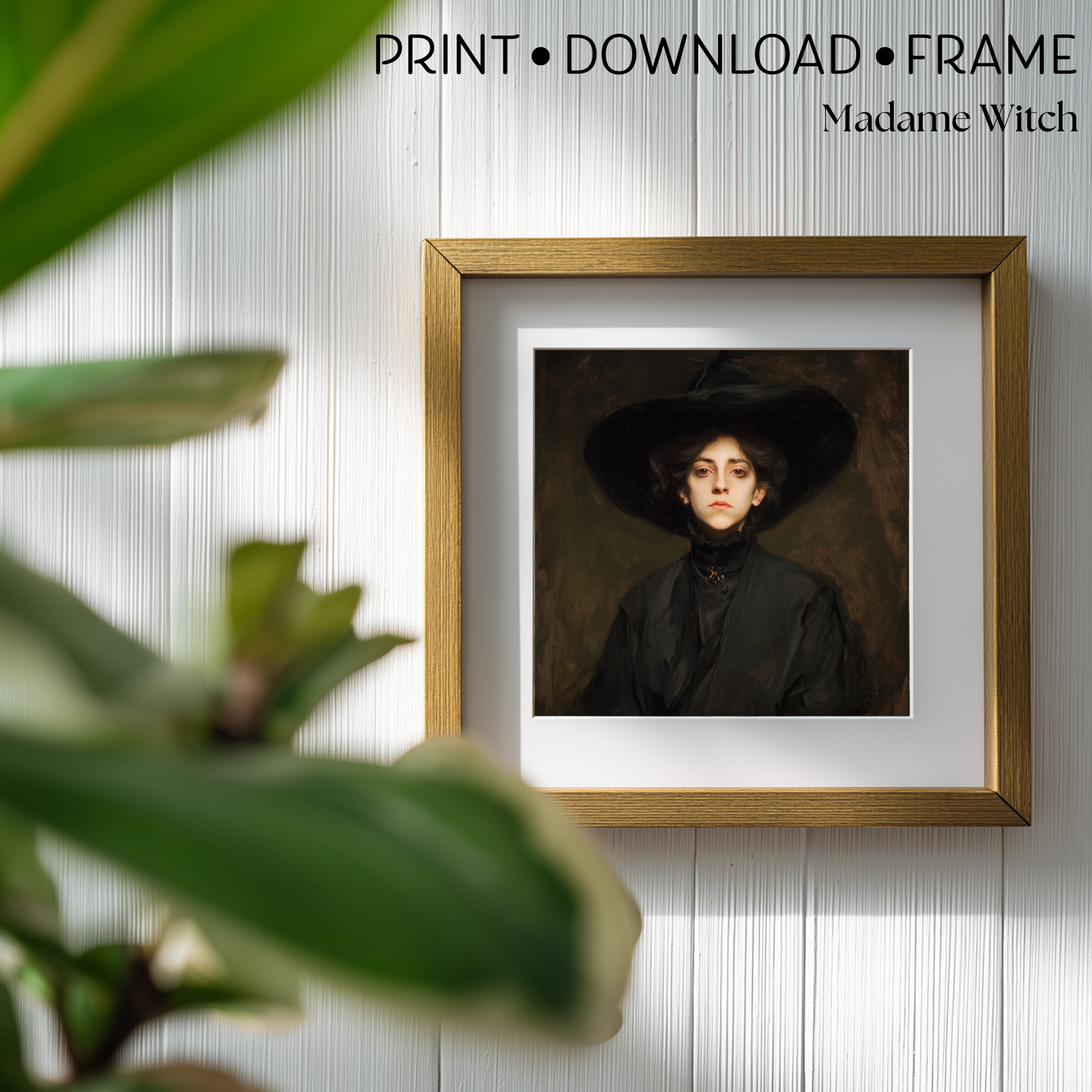 Halloween Witch Portrait Art Print: Spooky Wall Decor (Digital Download, 5 Sizes Included)