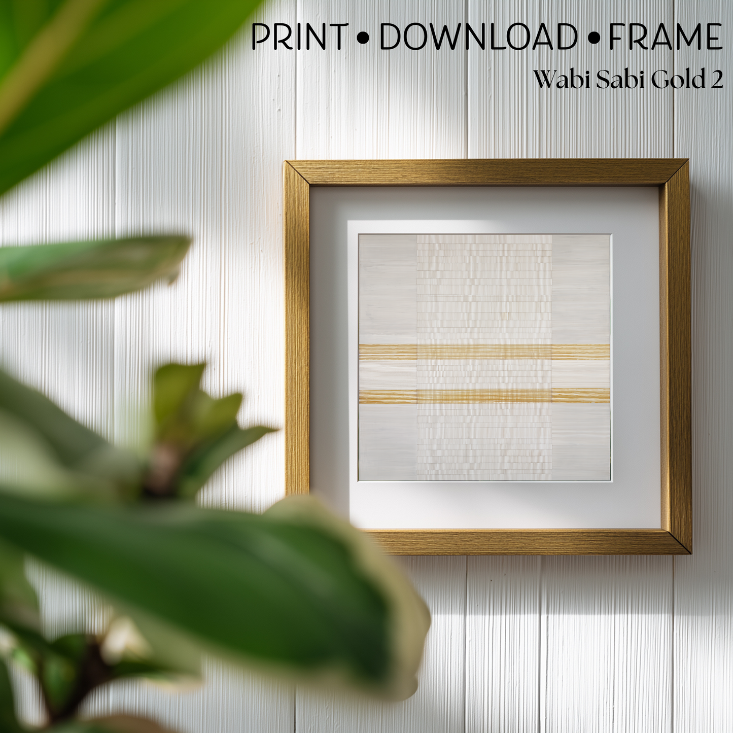 Printable Minimalist Wabi Sabi White and Gold Geometric Art Print
