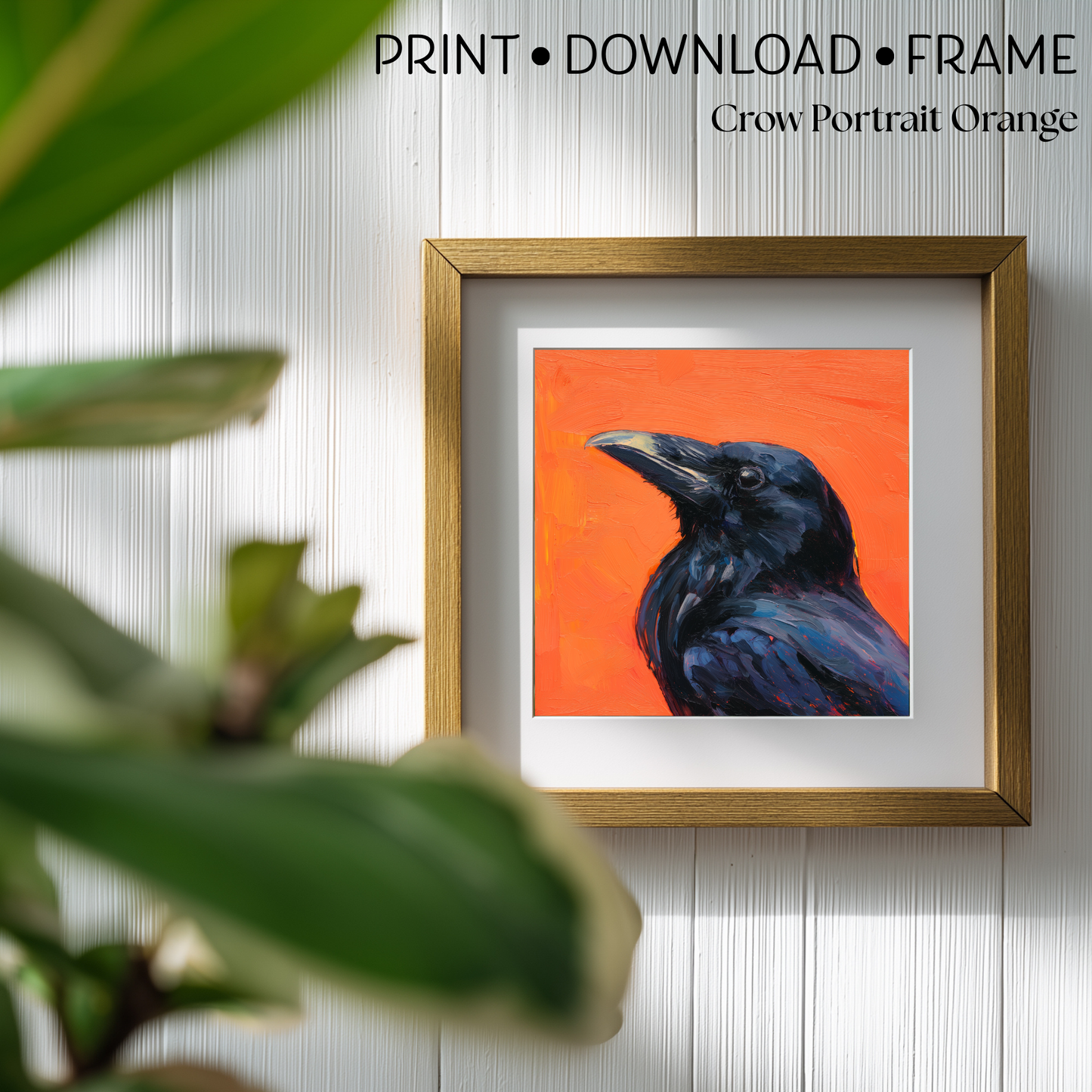 Halloween Printable Raven Wall Art, Original Artwork with 5 Sizes Included, Instant Digital Download for Halloween, Printable Square Art