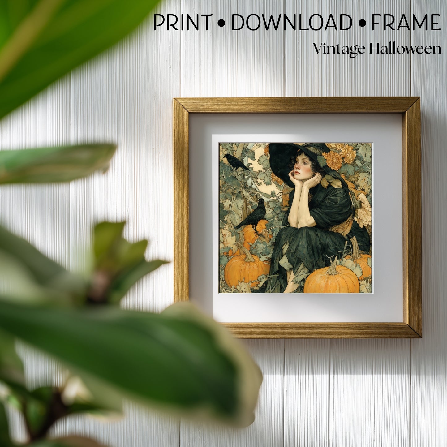 Art Nouveau Halloween Print: Vintage Fall Portrait Decor (Digital Download, 5 Sizes Included)