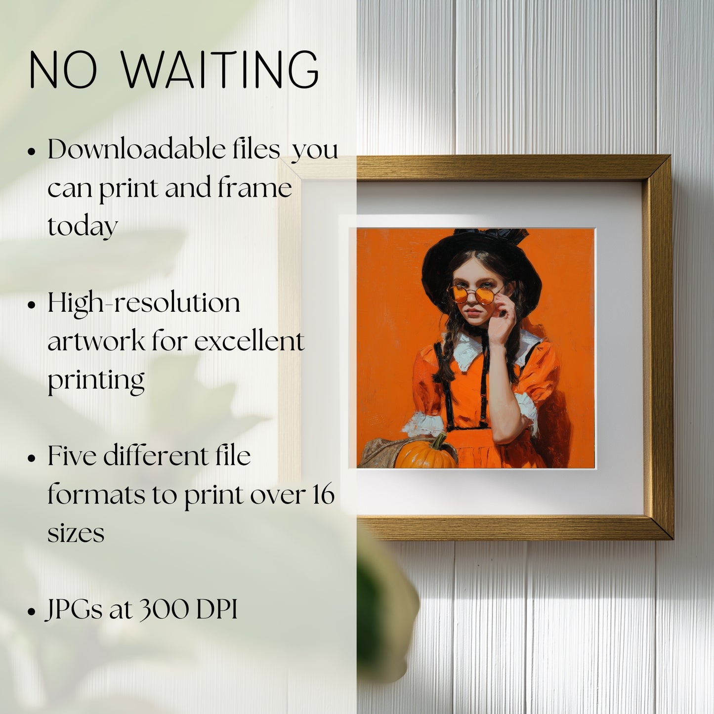Halloween Costume Party Art: Orange Printable Portrait (Digital Download, 5 Sizes Included)