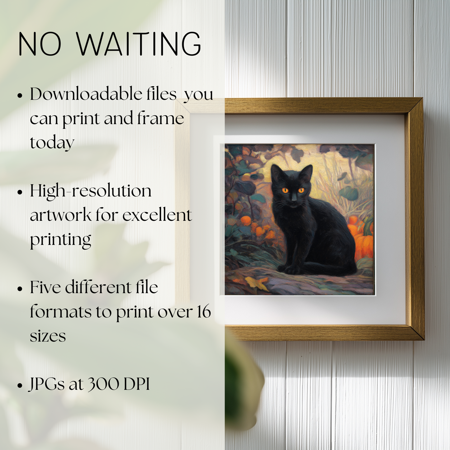 Halloween Forest Cat Art Print: Spooky Fall Decor (Digital Download, 5 Sizes Included)
