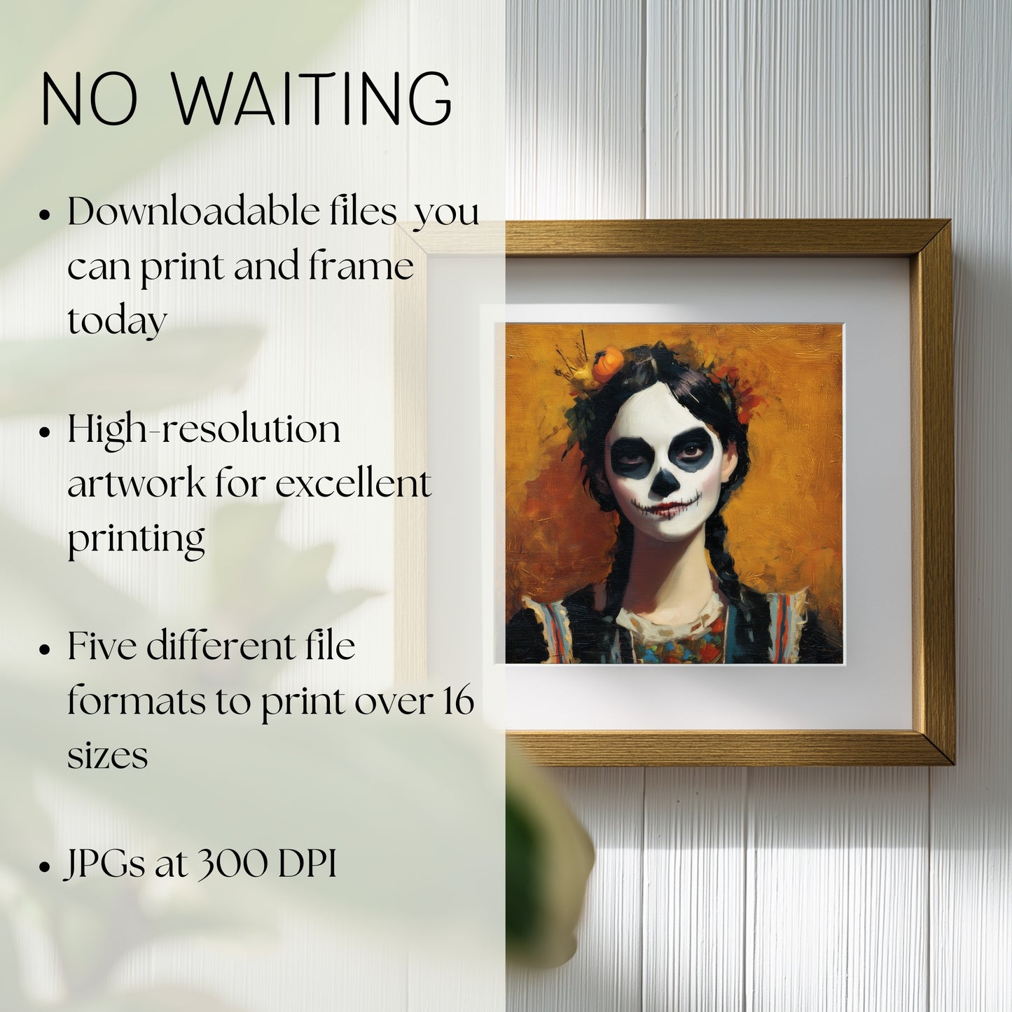Halloween Costume Party Wall Art: Square Printable Portrait Decor (Digital Download, 5 Sizes Included)