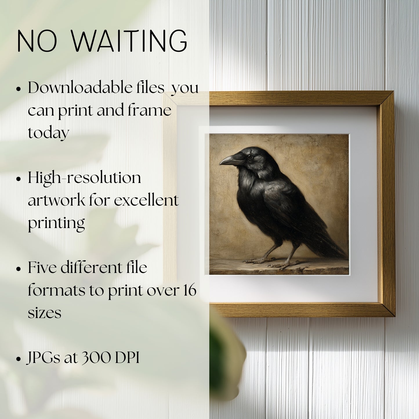 Vintage Halloween Crow Print: Fall Wall Art (Digital Download, 5 Sizes Included)