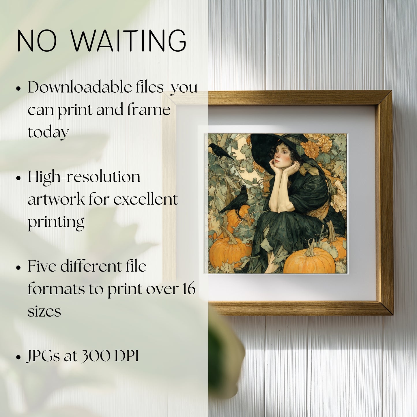 Art Nouveau Halloween Print: Vintage Fall Portrait Decor (Digital Download, 5 Sizes Included)