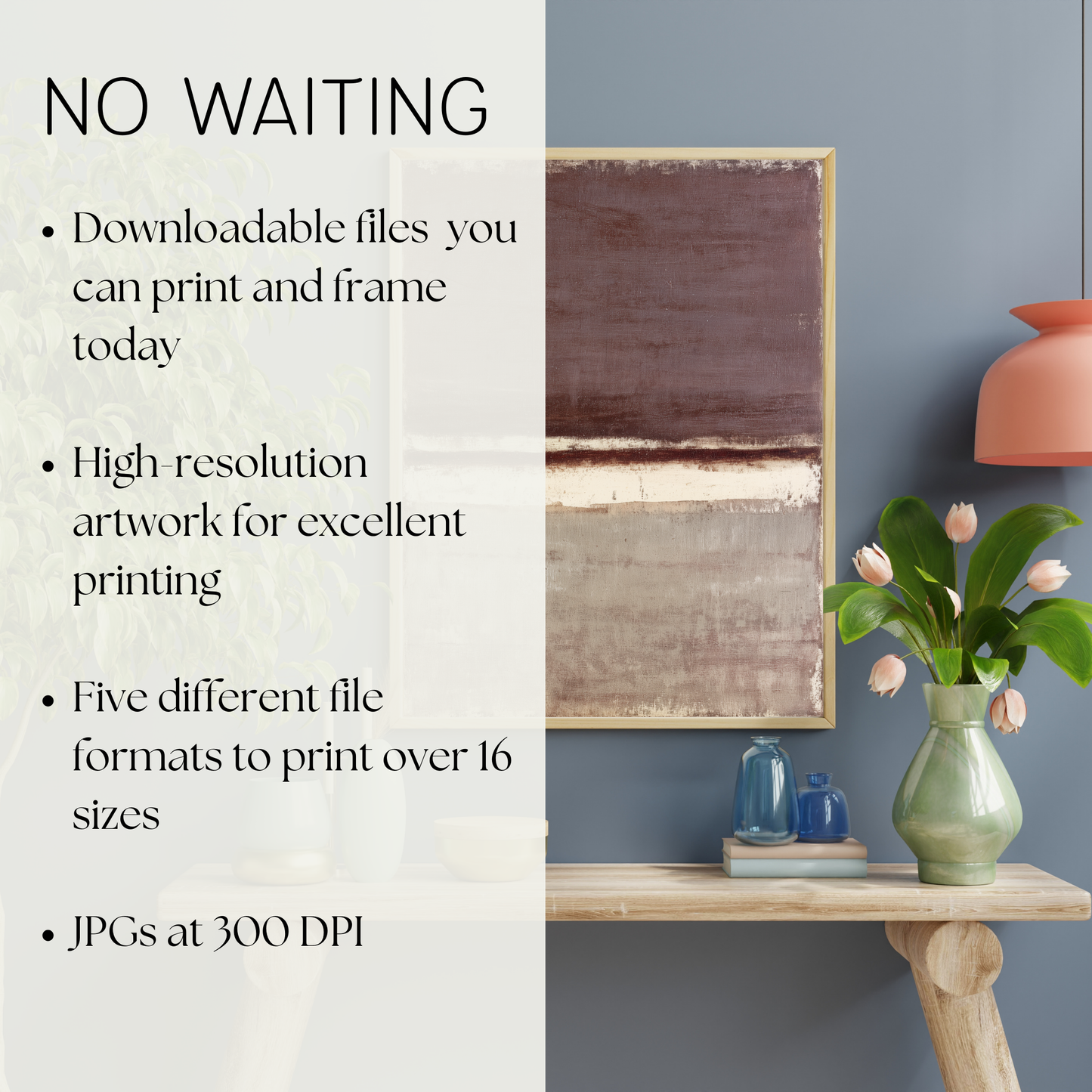 Printable Wabi Sabi Landscape Print, Soothing Brown Tones
