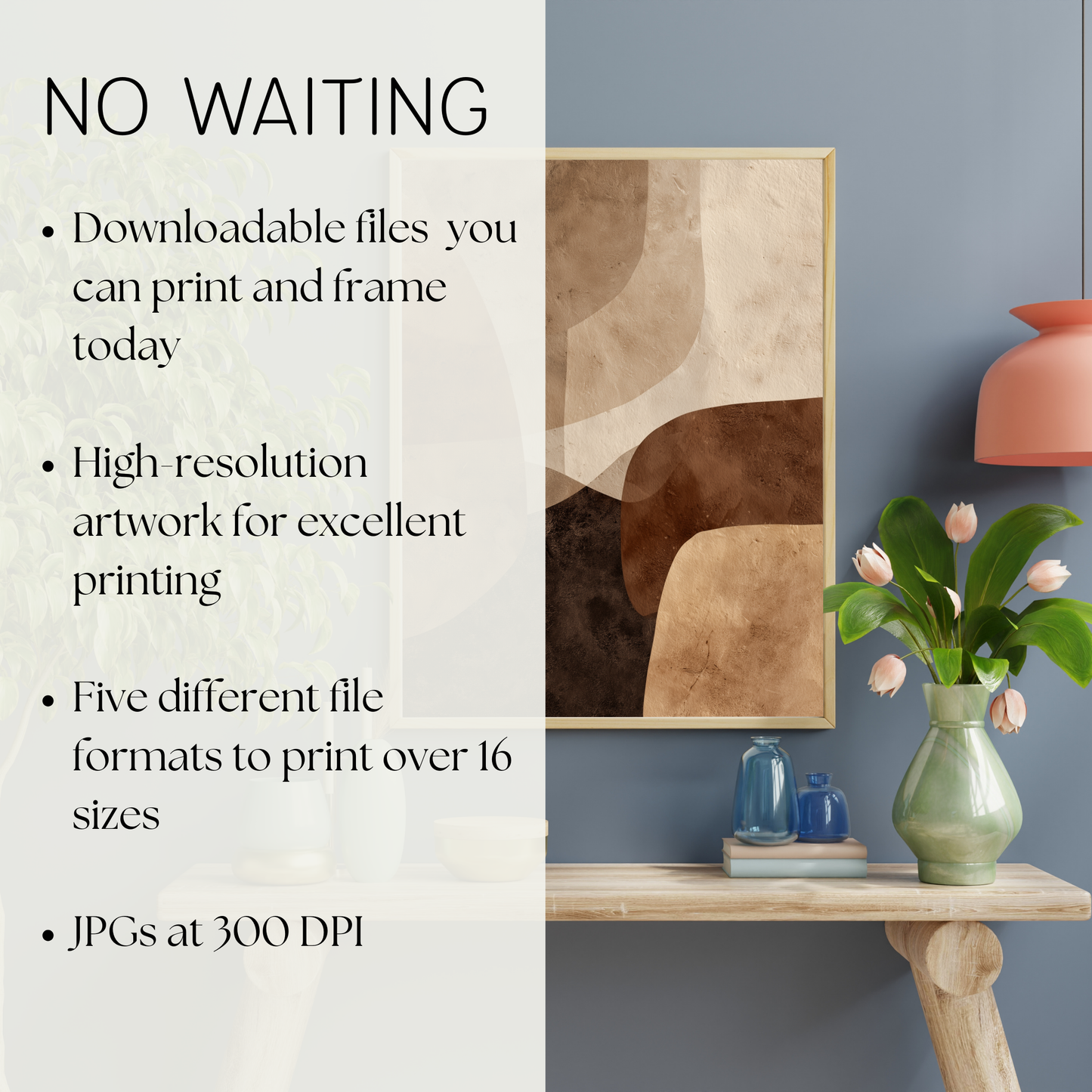 Printable Wabi Sabi Wall Art Print, Serene Neutral Browns