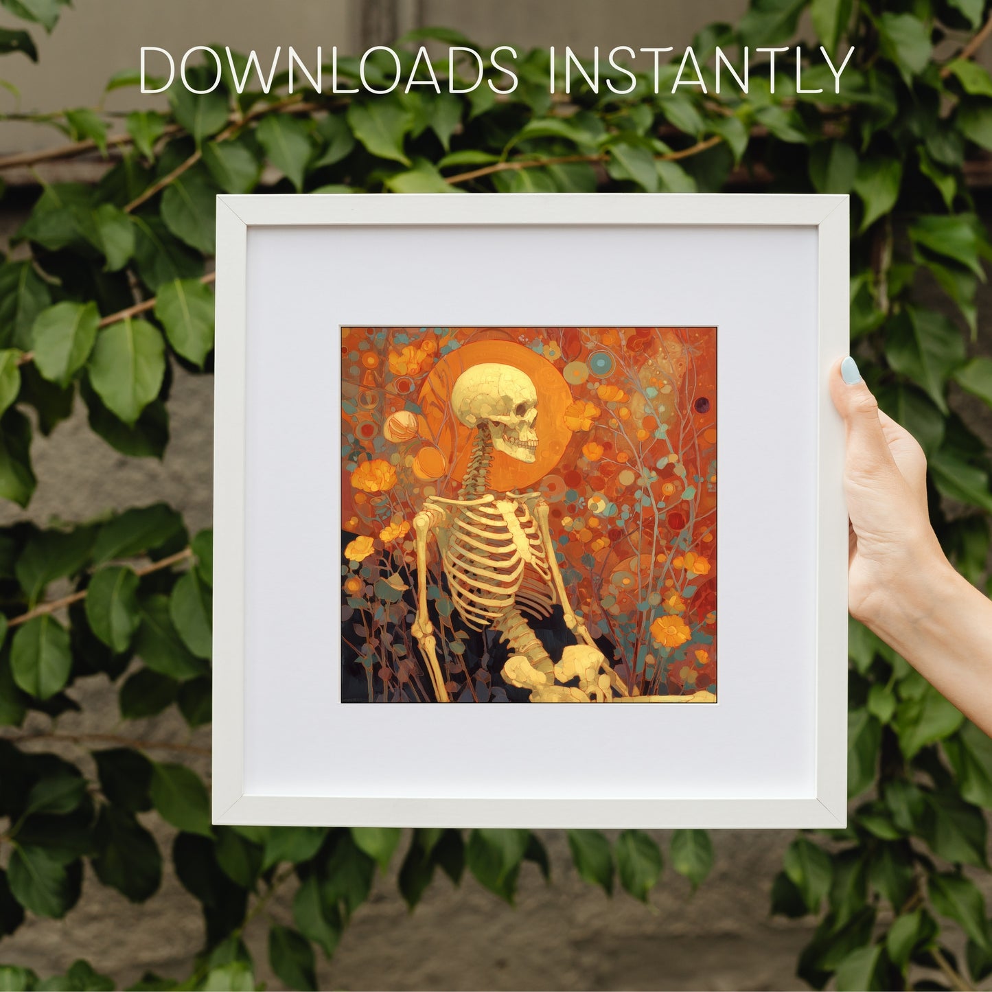 Halloween Skeleton Art Print: Spooky Wall Decor (Digital Download, 5 Sizes Included)
