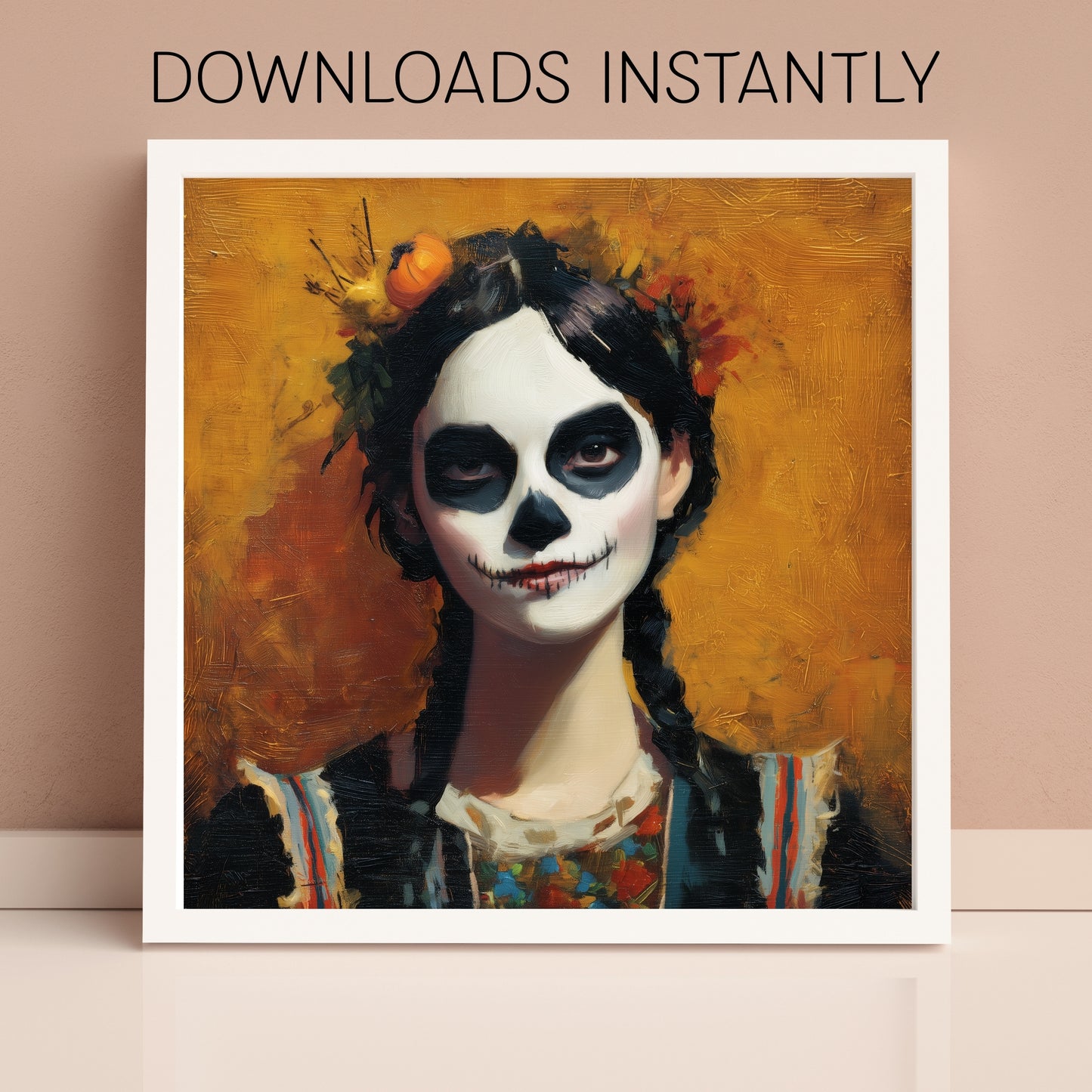 Halloween Costume Party Wall Art: Square Printable Portrait Decor (Digital Download, 5 Sizes Included)
