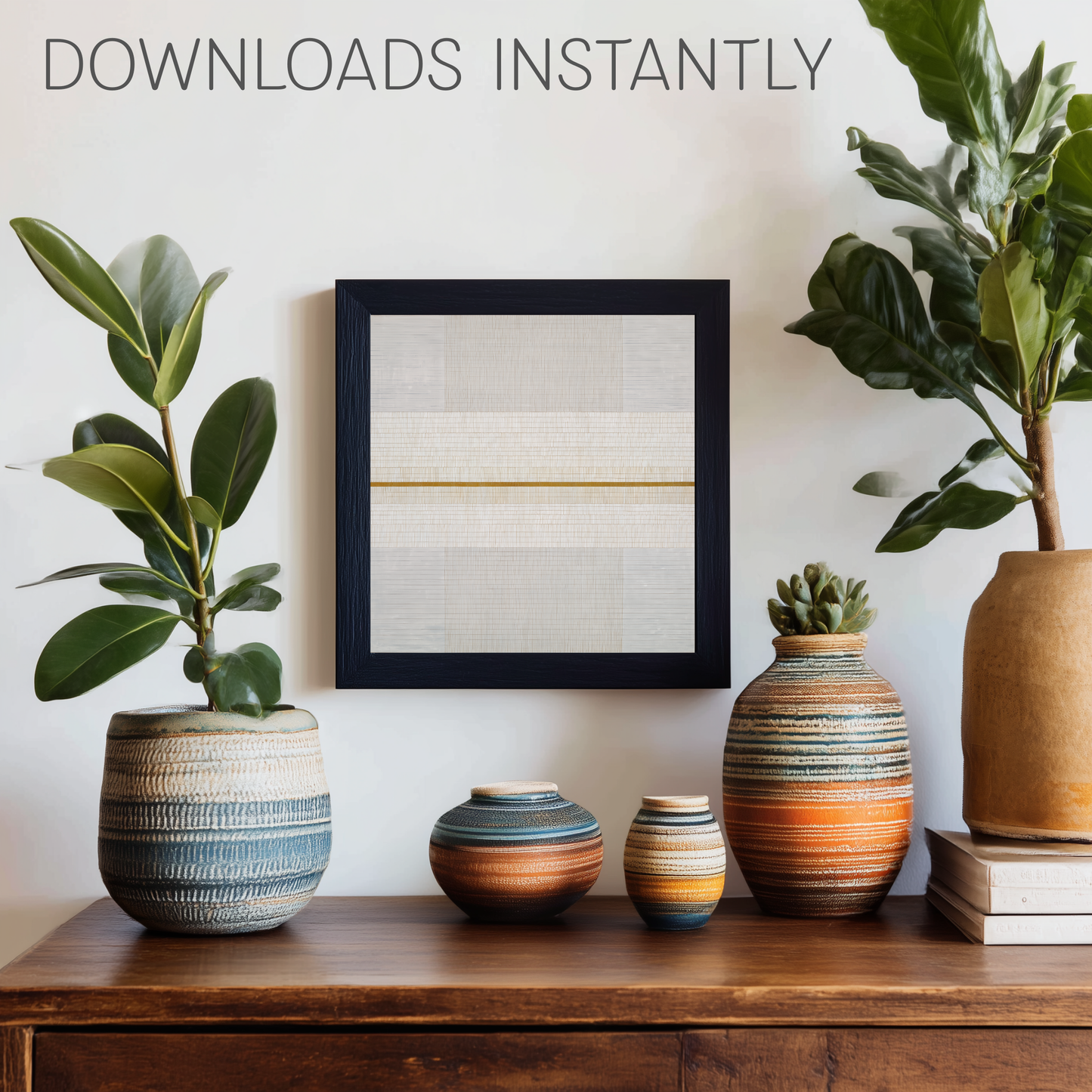 Printable Abstract Wabi Sabi Geometric Print, White & Gold