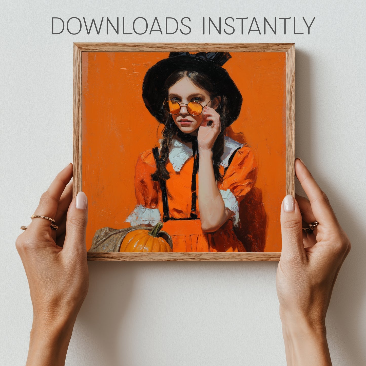 Halloween Costume Party Art: Orange Printable Portrait (Digital Download, 5 Sizes Included)