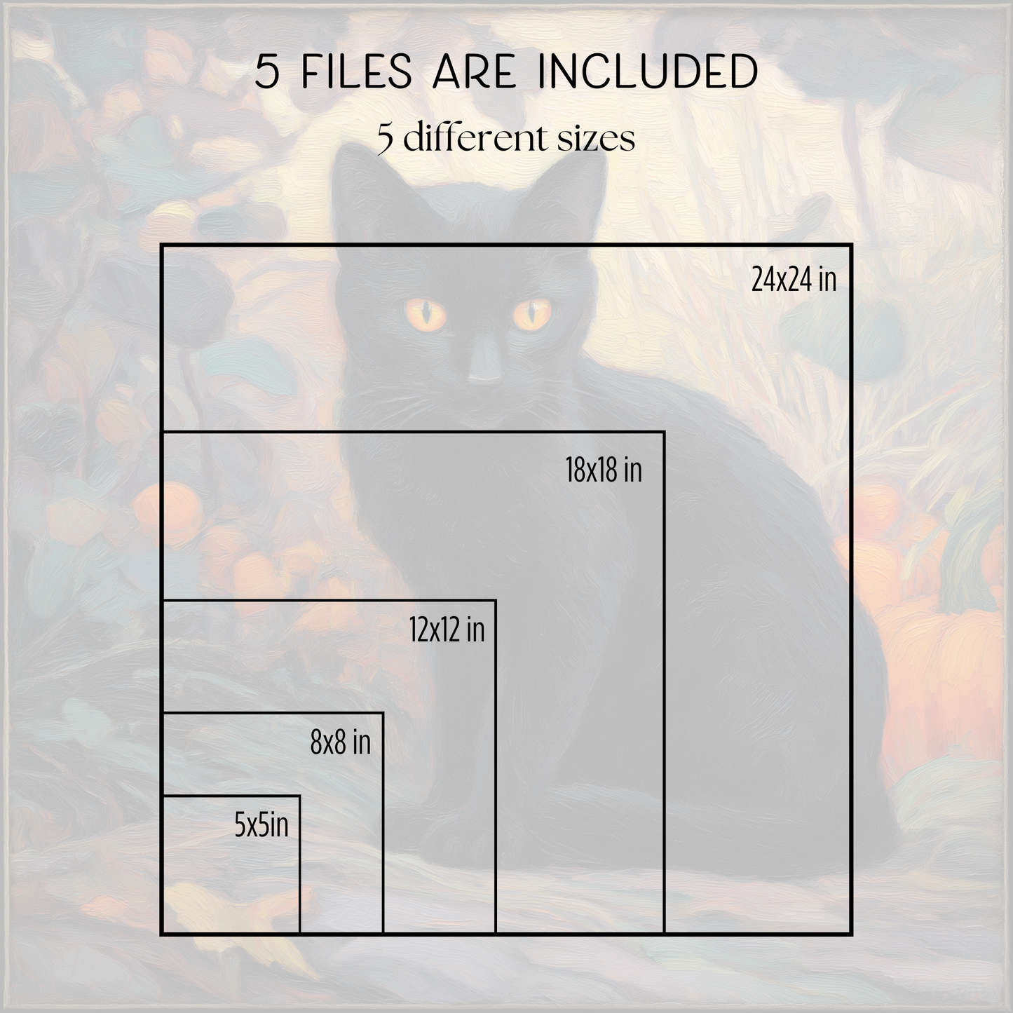 Halloween Forest Cat Art Print: Spooky Fall Decor (Digital Download, 5 Sizes Included)