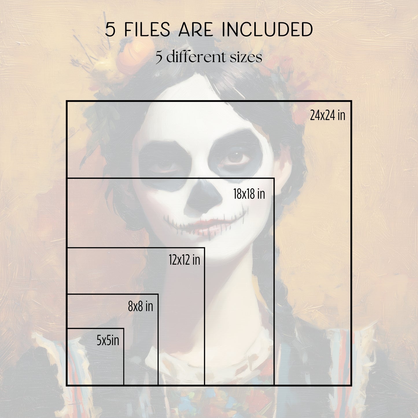 Halloween Costume Party Wall Art: Square Printable Portrait Decor (Digital Download, 5 Sizes Included)