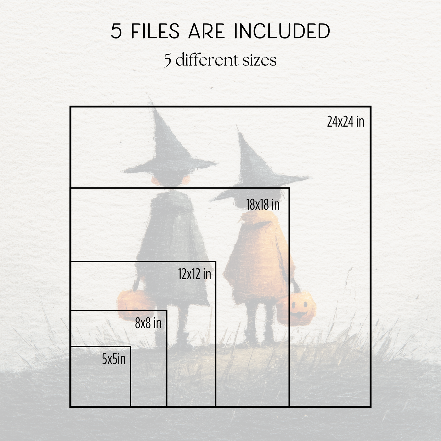 Halloween Printable Trick or Treat Wall Art, Original Artwork with 5 Aspect Ratios Included, Instant Digital Download, Printable Art