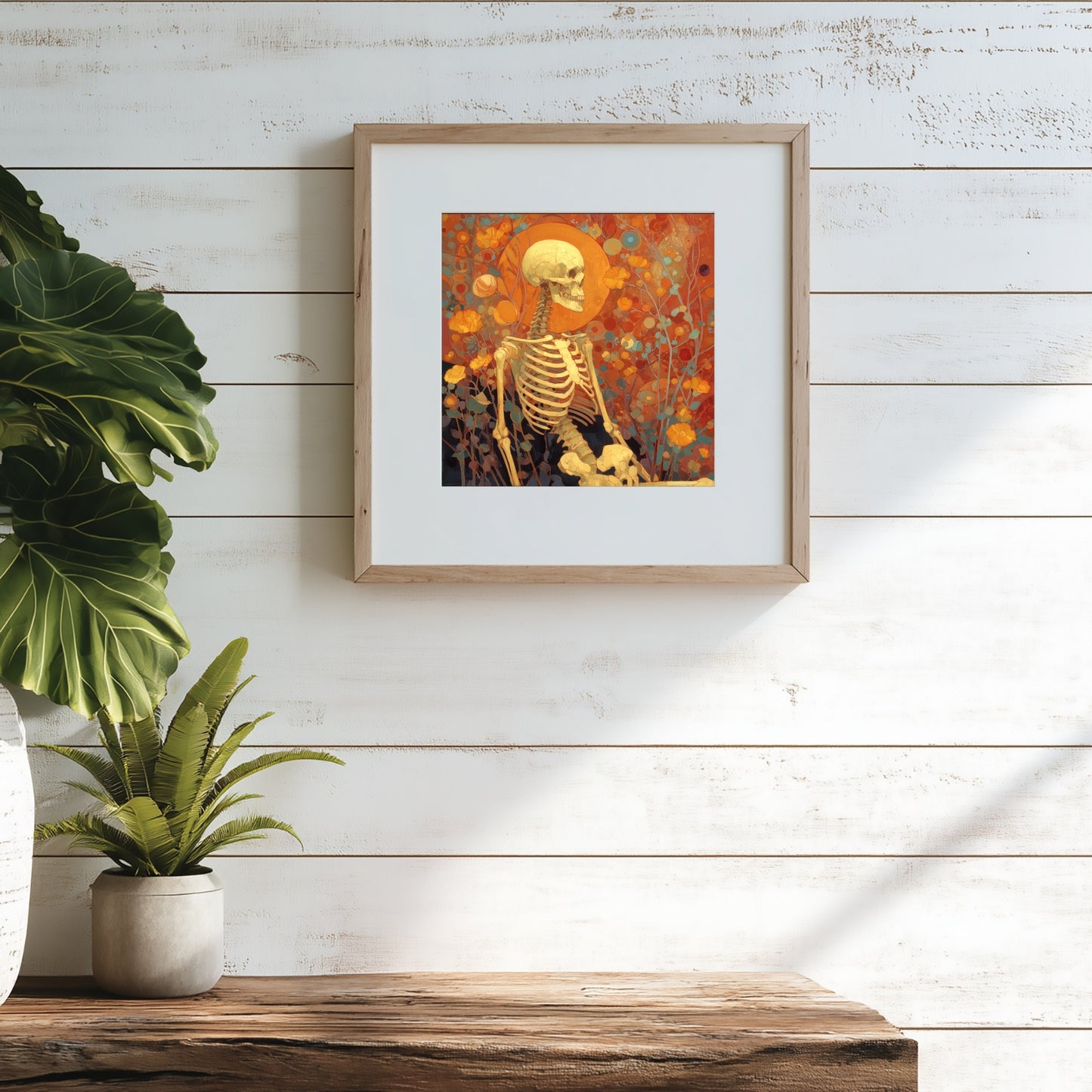 Halloween Skeleton Art Print: Spooky Wall Decor (Digital Download, 5 Sizes Included)