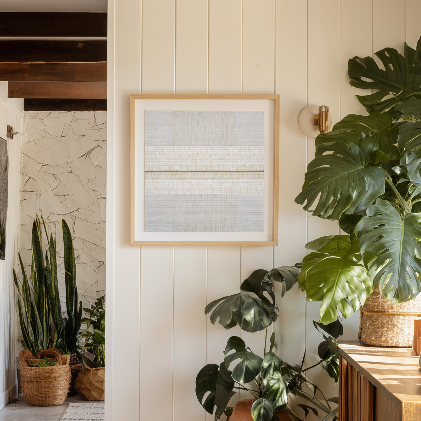 Printable Abstract Wabi Sabi Geometric Print, White & Gold