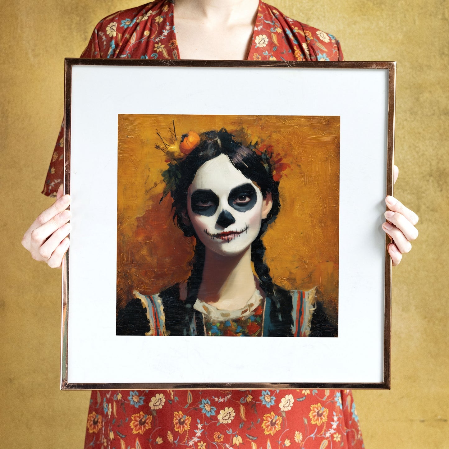 Halloween Costume Party Wall Art: Square Printable Portrait Decor (Digital Download, 5 Sizes Included)