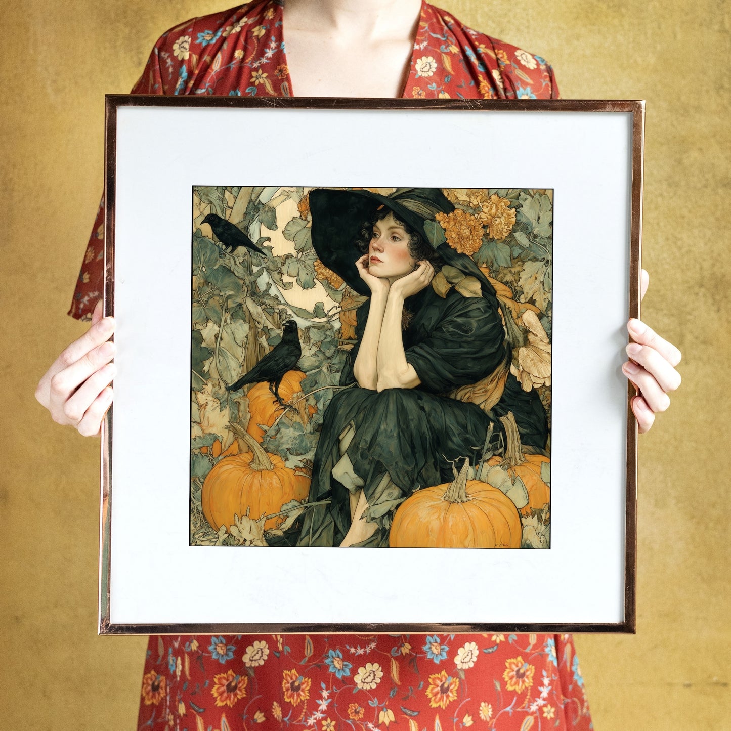 Art Nouveau Halloween Print: Vintage Fall Portrait Decor (Digital Download, 5 Sizes Included)