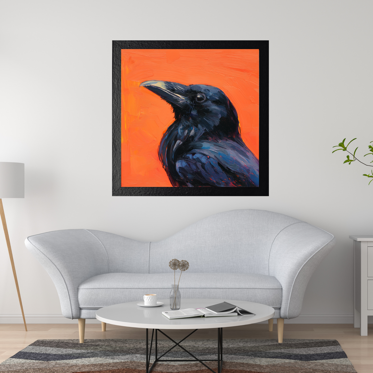 Halloween Printable Raven Wall Art, Original Artwork with 5 Sizes Included, Instant Digital Download for Halloween, Printable Square Art