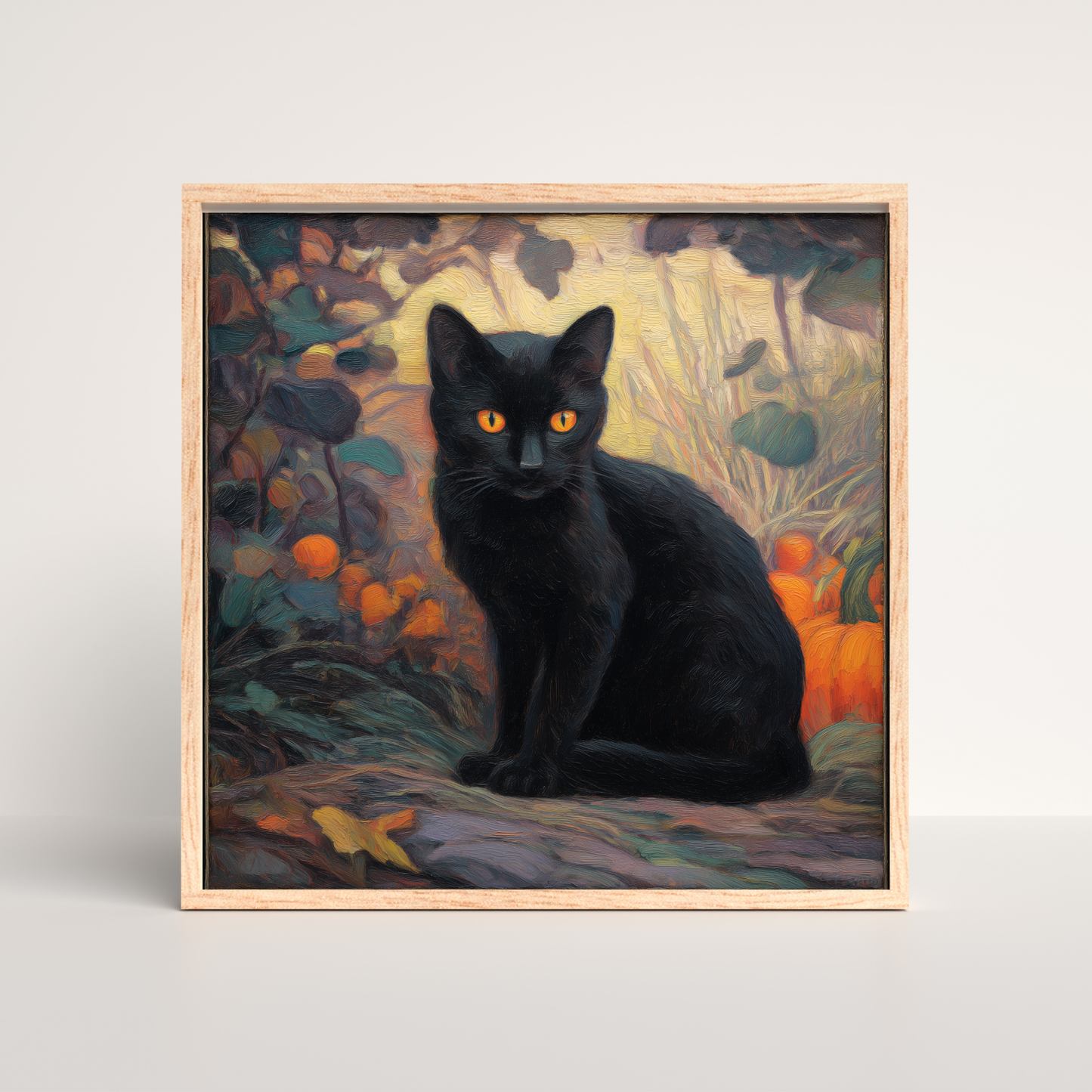 Halloween Forest Cat Art Print: Spooky Fall Decor (Digital Download, 5 Sizes Included)