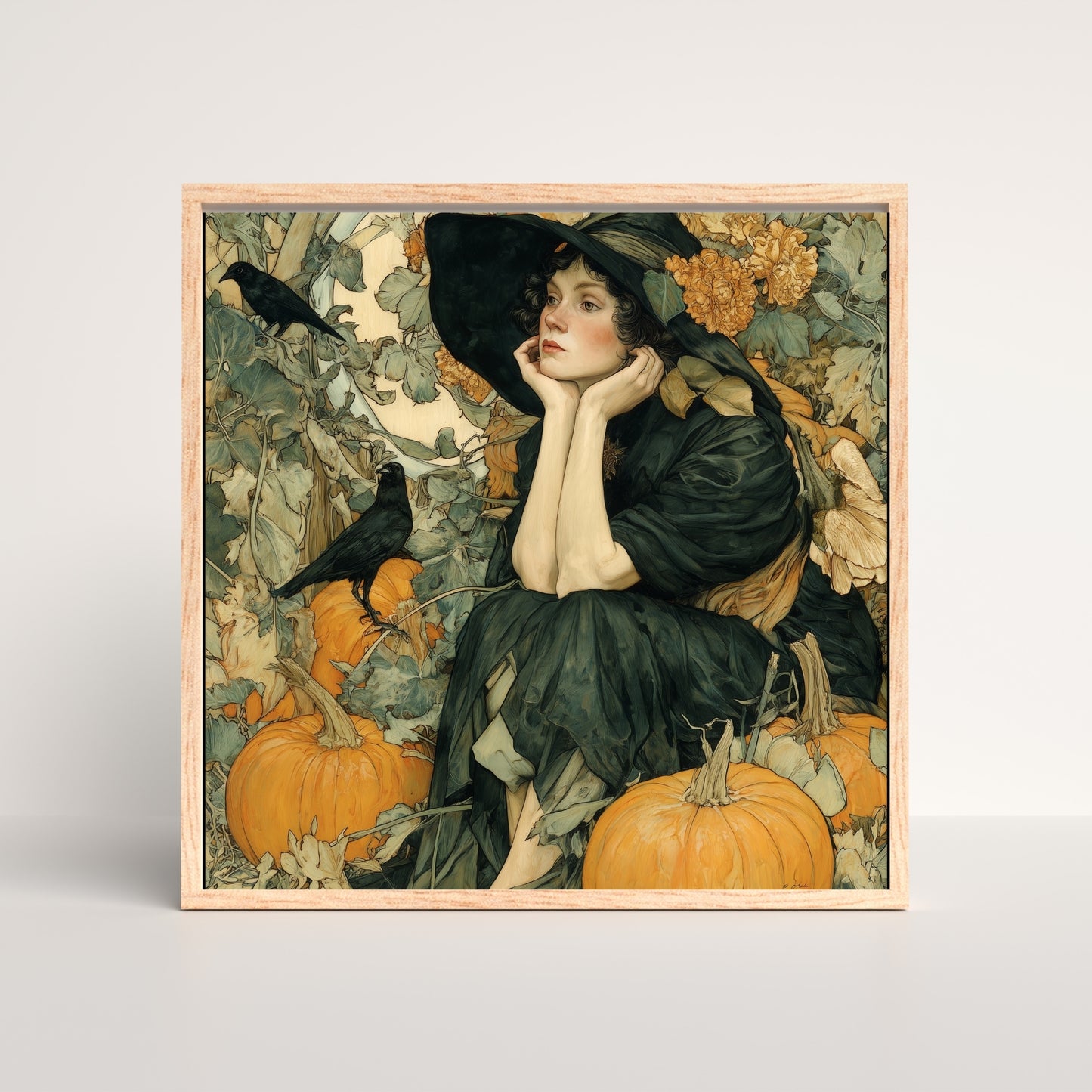 Art Nouveau Halloween Print: Vintage Fall Portrait Decor (Digital Download, 5 Sizes Included)