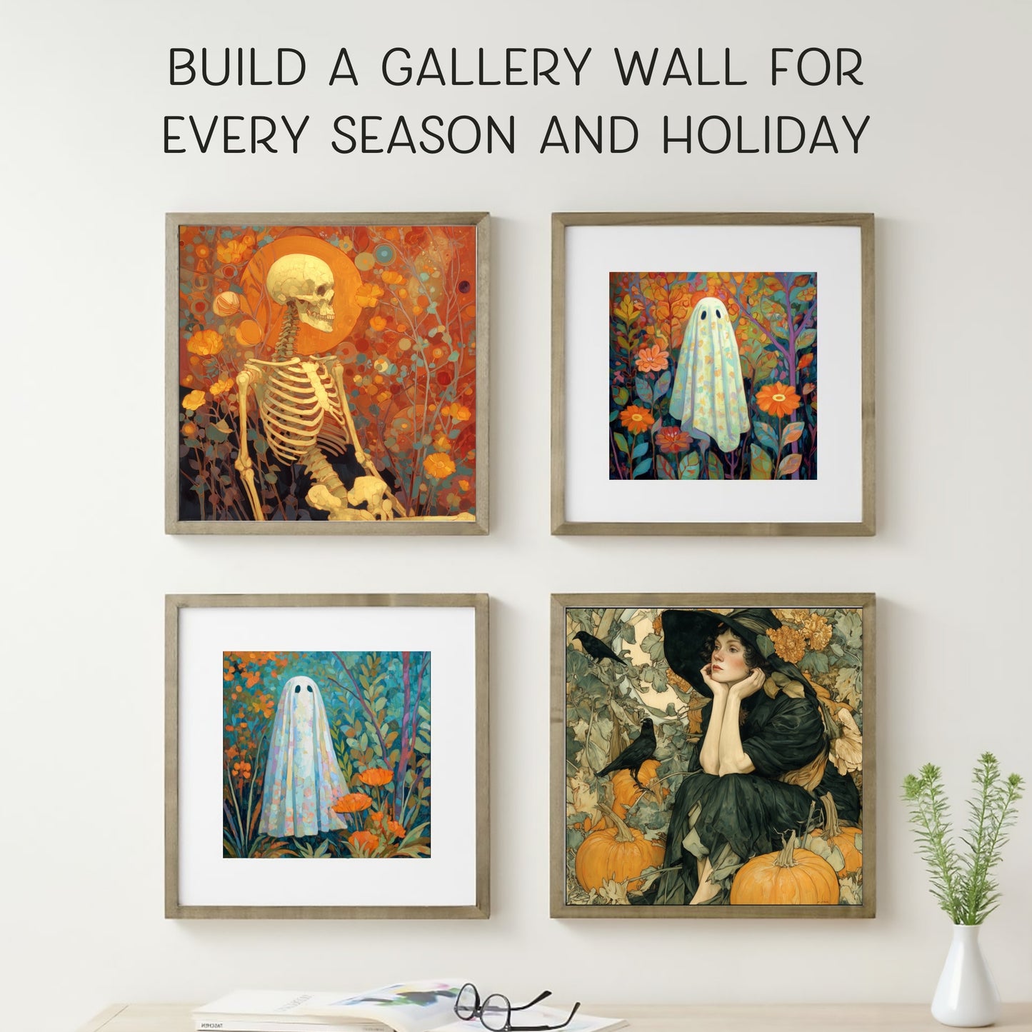 Halloween Costume Party Wall Art: Square Printable Portrait Decor (Digital Download, 5 Sizes Included)