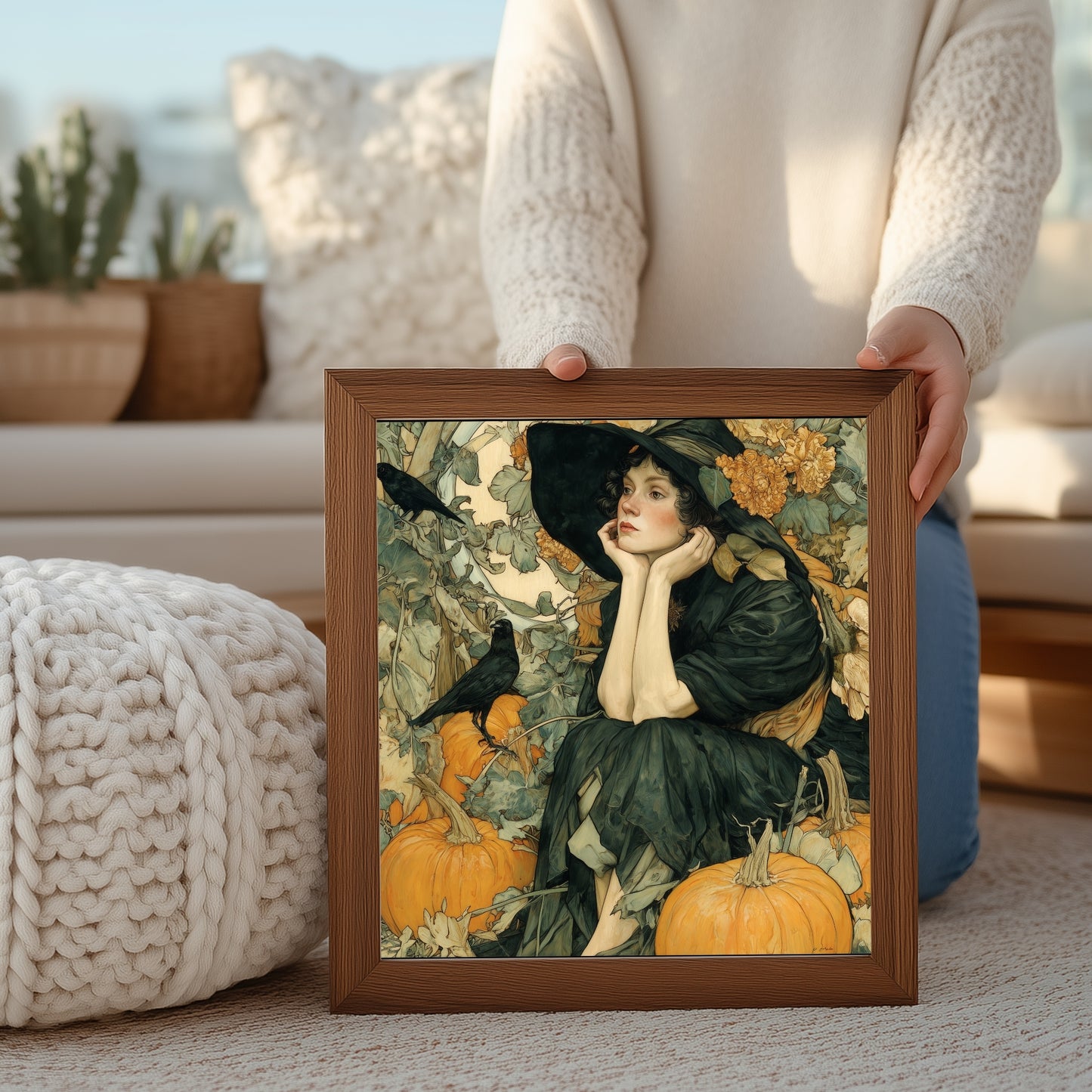 Art Nouveau Halloween Print: Vintage Fall Portrait Decor (Digital Download, 5 Sizes Included)