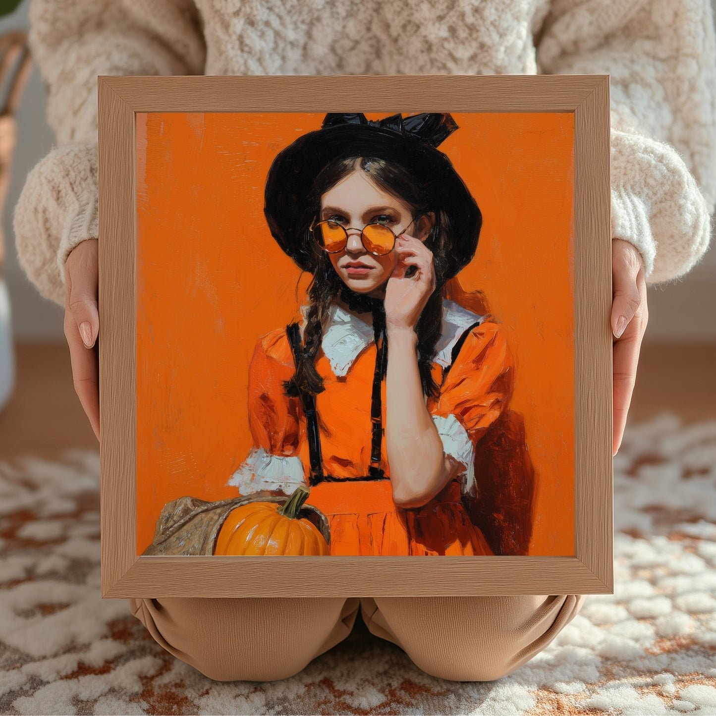 Halloween Costume Party Art: Orange Printable Portrait (Digital Download, 5 Sizes Included)