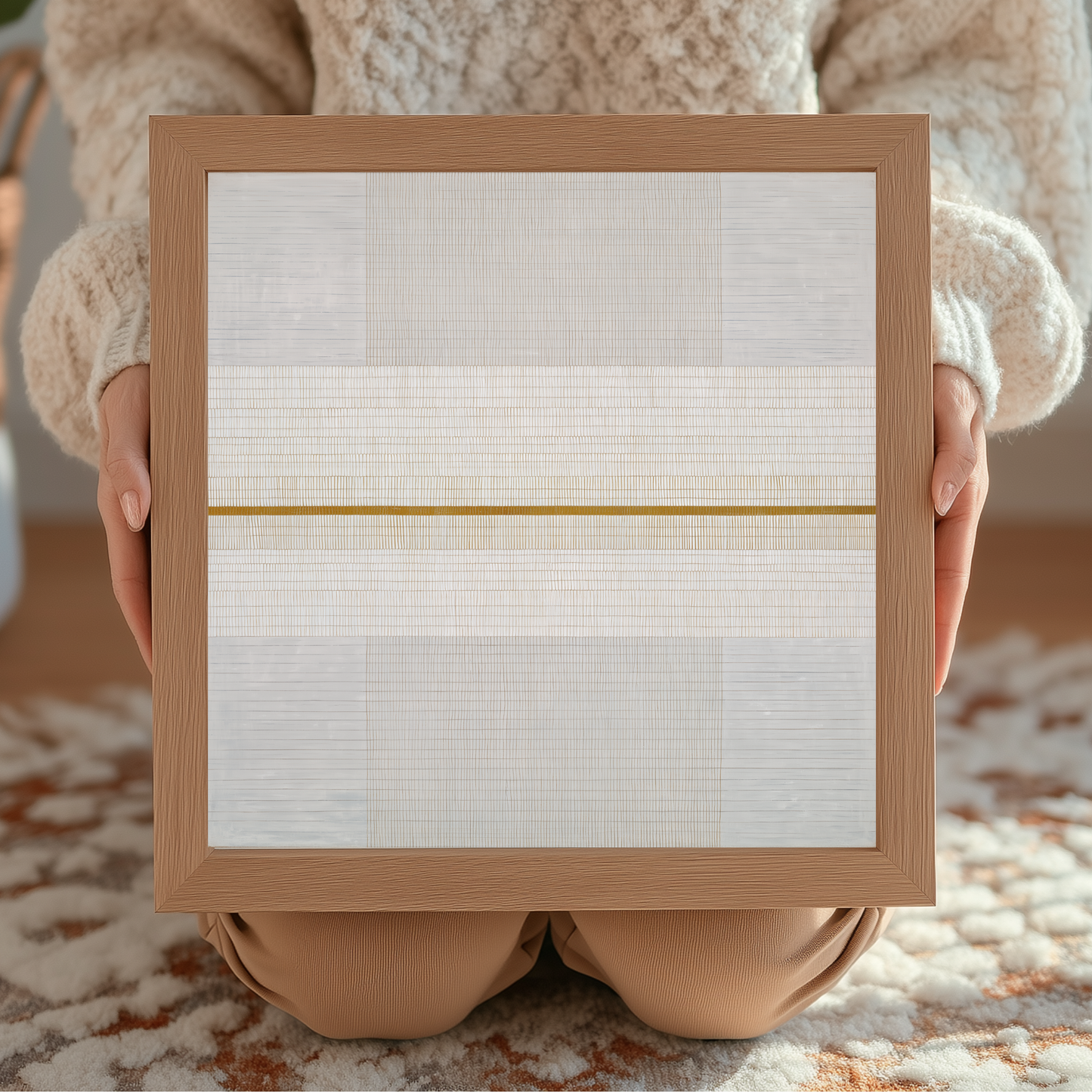 Printable Abstract Wabi Sabi Geometric Print, White & Gold