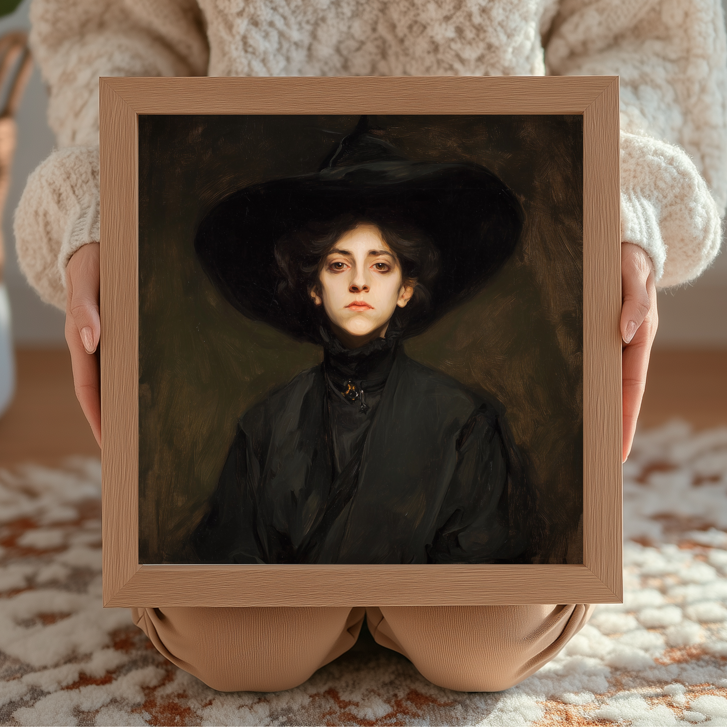 Halloween Witch Portrait Art Print: Spooky Wall Decor (Digital Download, 5 Sizes Included)