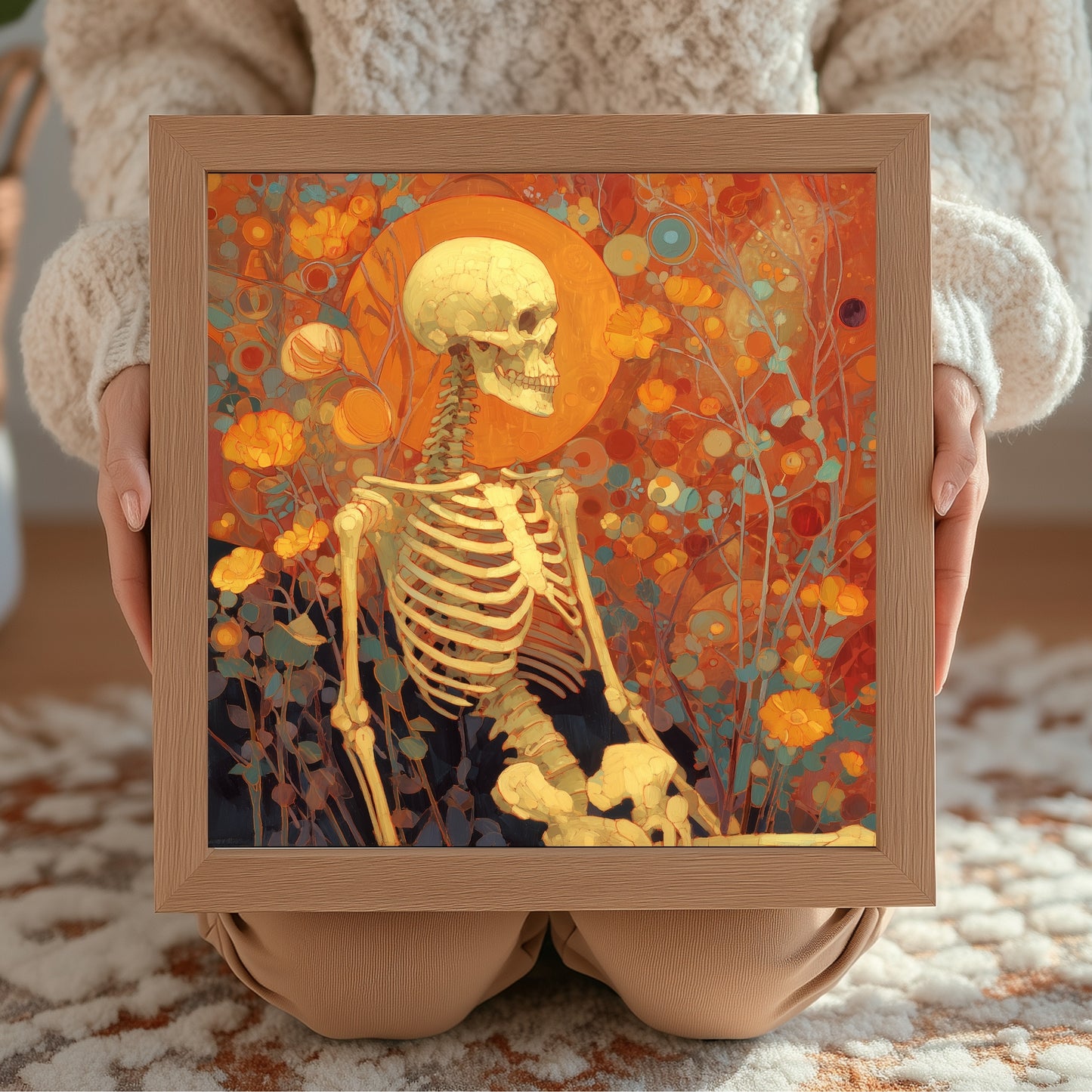 Halloween Skeleton Art Print: Spooky Wall Decor (Digital Download, 5 Sizes Included)