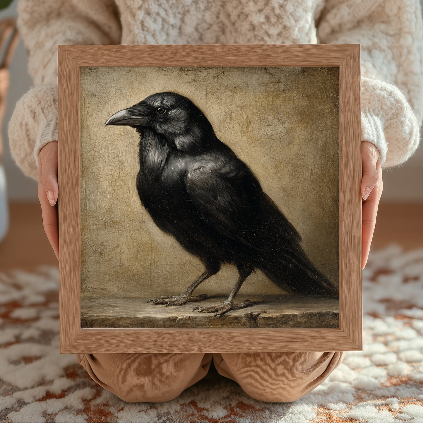 Vintage Halloween Crow Print: Fall Wall Art (Digital Download, 5 Sizes Included)