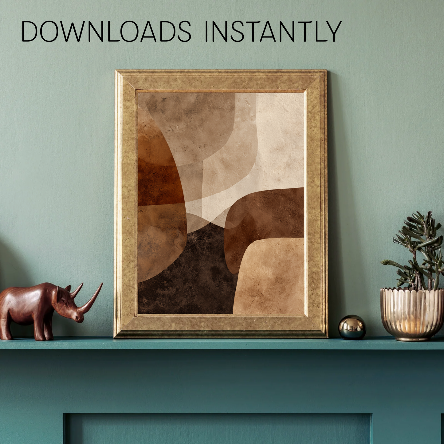 Printable Wabi Sabi Wall Art Print, Serene Neutral Browns
