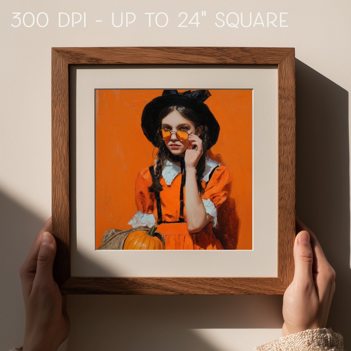Halloween Costume Party Art: Orange Printable Portrait (Digital Download, 5 Sizes Included)