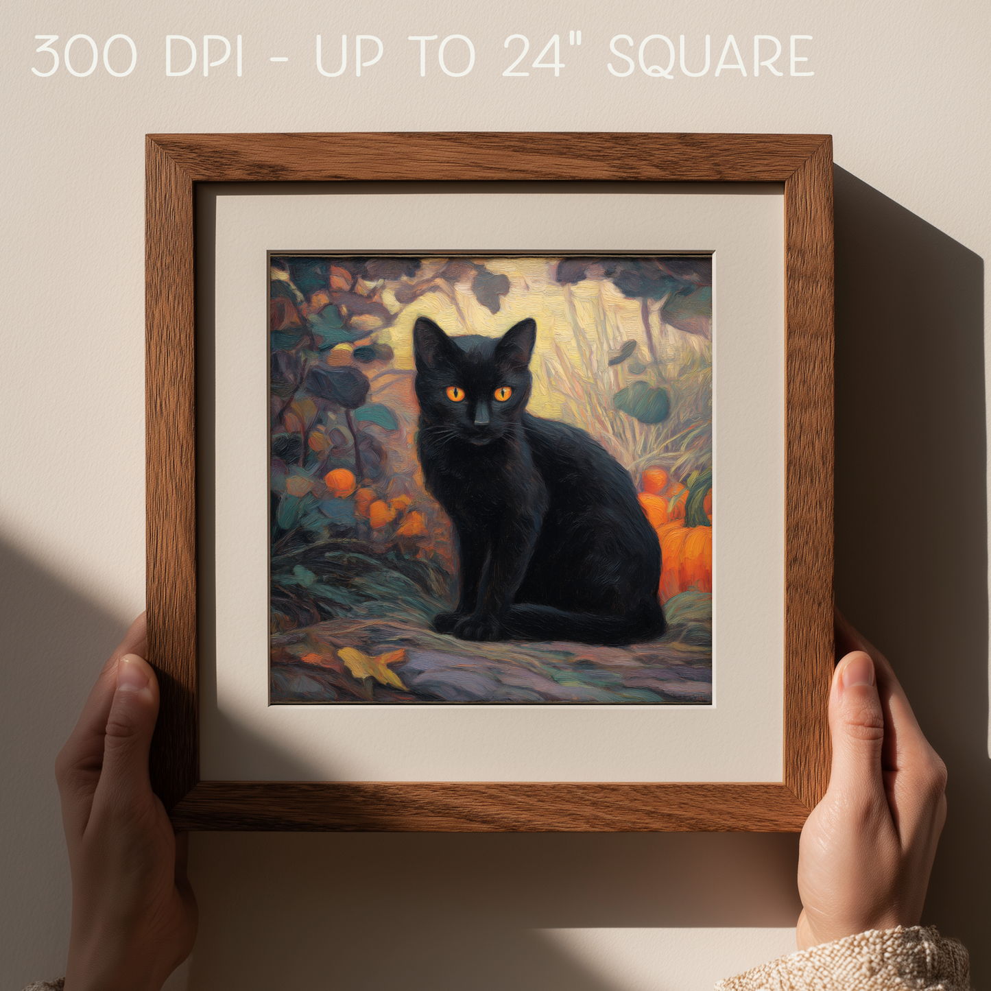 Halloween Forest Cat Art Print: Spooky Fall Decor (Digital Download, 5 Sizes Included)