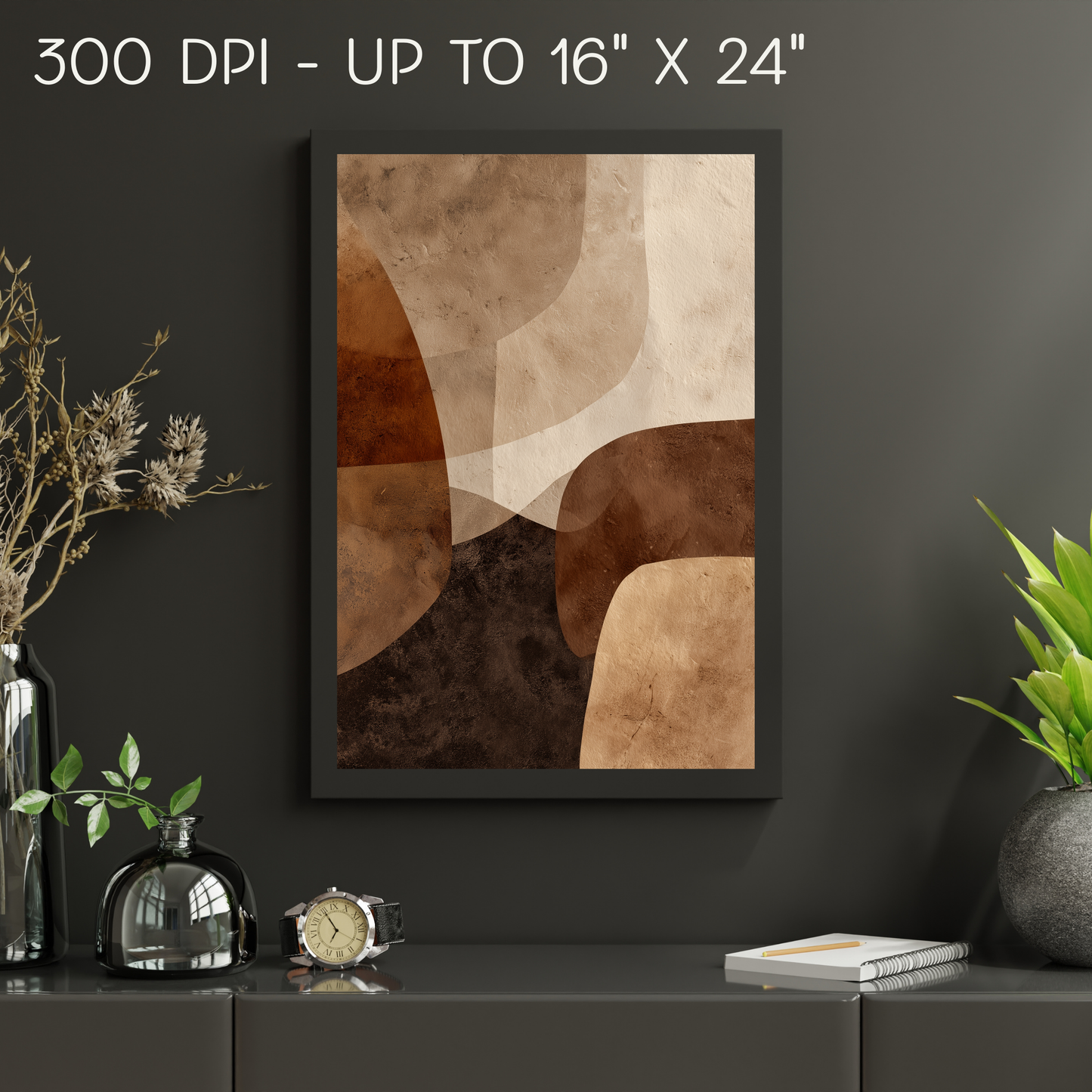 Printable Wabi Sabi Wall Art Print, Serene Neutral Browns