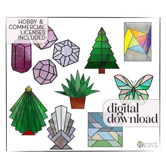 Beginner Stained Glass Pattern Mega Pack of 11