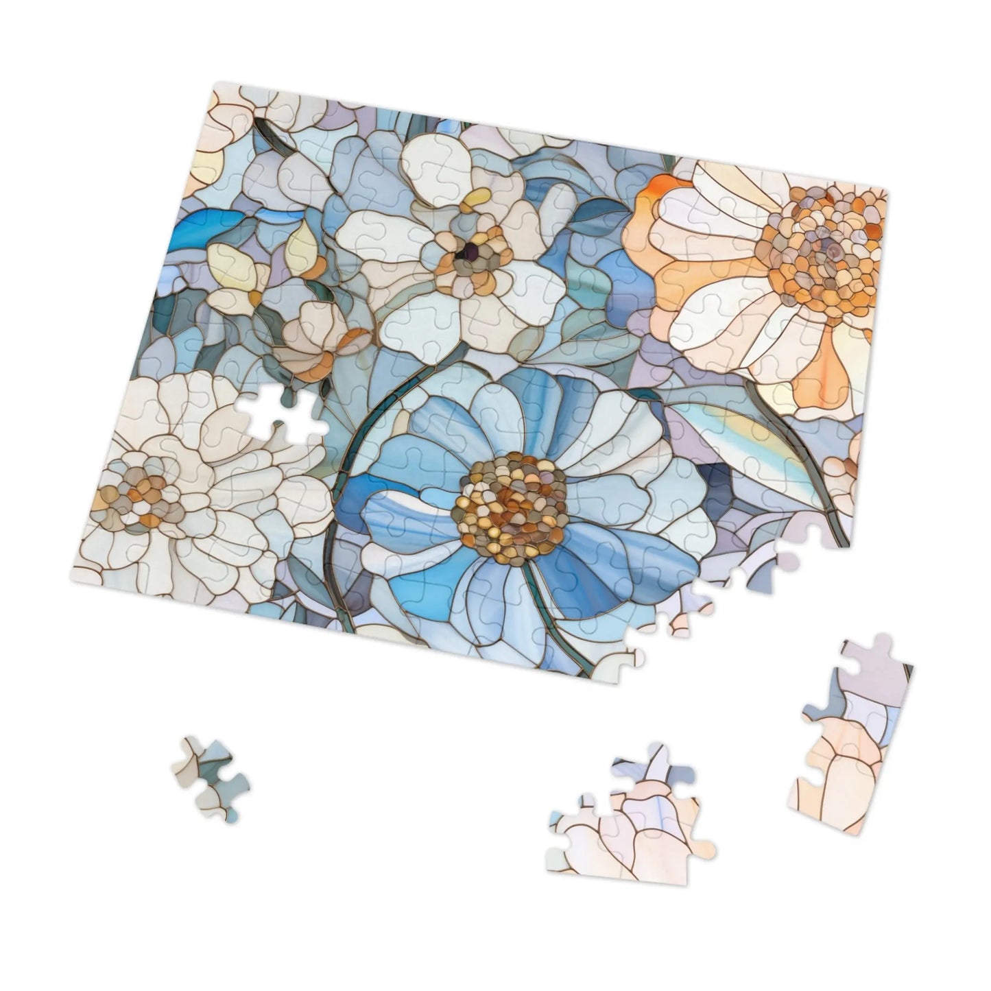 Stained Glass Flowers Jigsaw Puzzle (30, 110, 252, 500,1000-Piece)