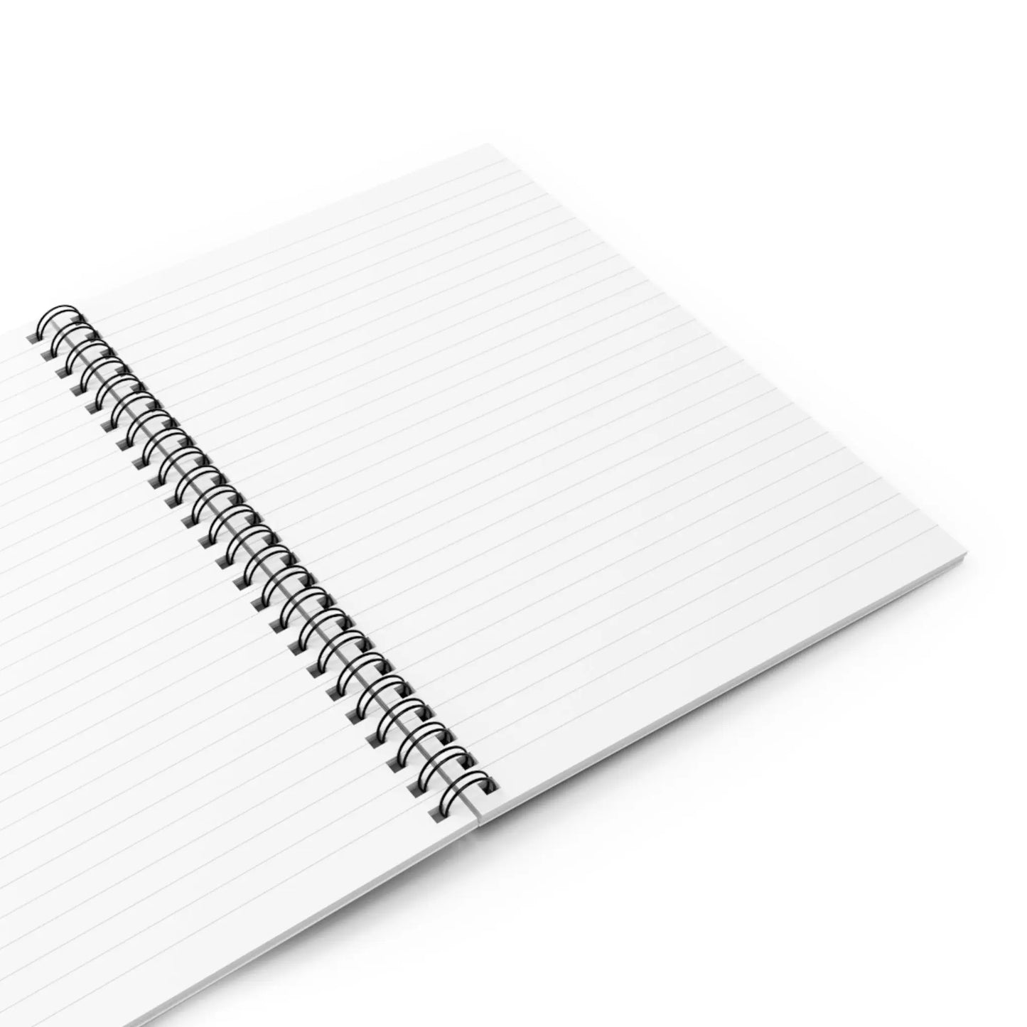 The Stained Glass Flowers Spiral Notebook, with lined white pages and a bespoke design on the cover, is angled slightly on a white background.