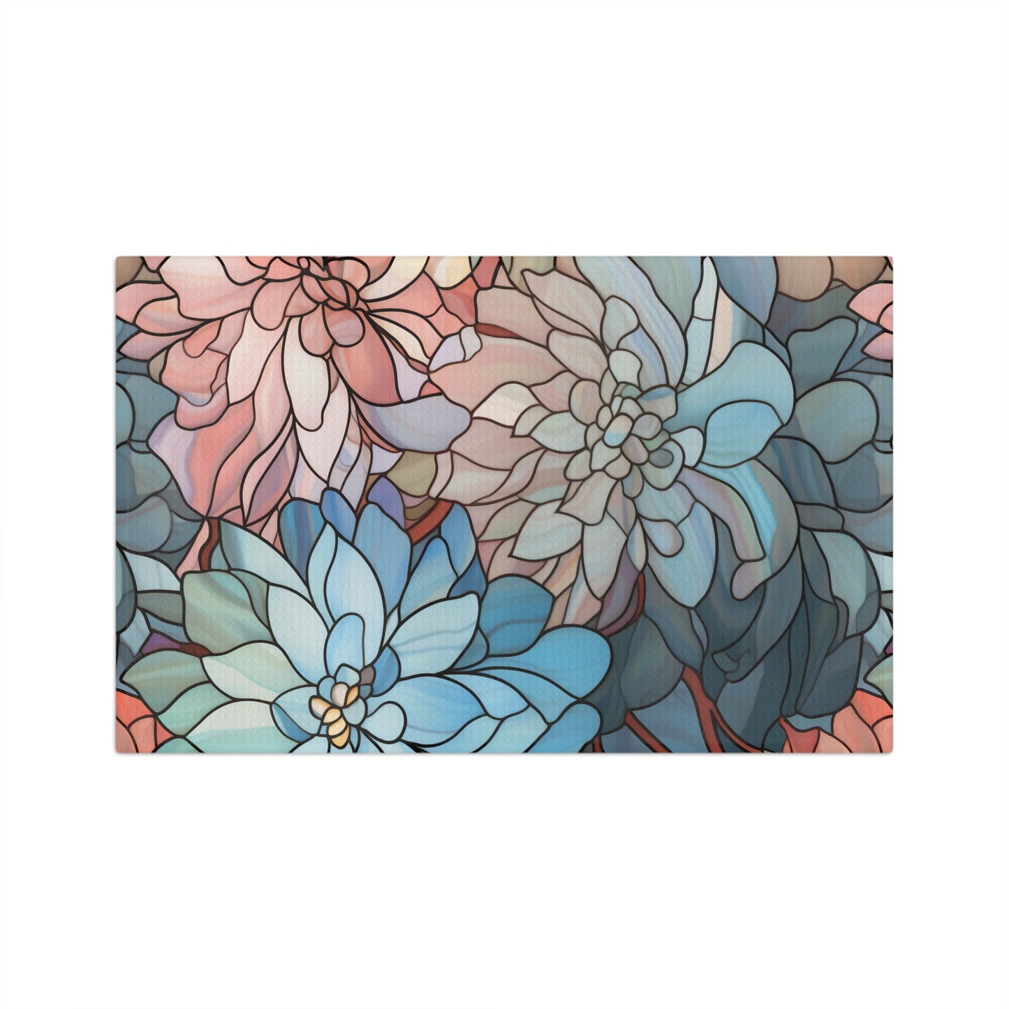 Stained Glass Flowers Kitchen Tea Towel - 16x25" Soft Waffle Towel