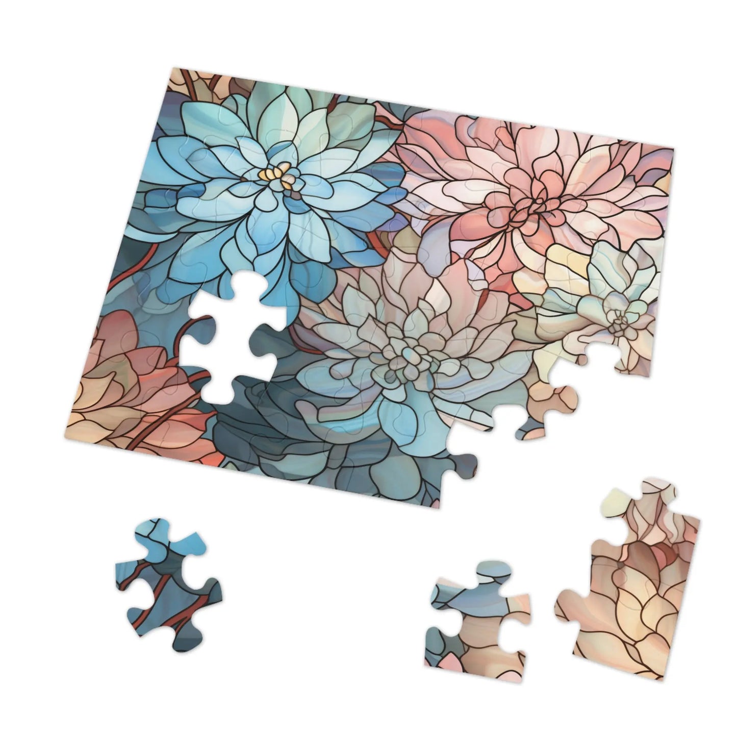 Stained Glass Flowers Jigsaw Puzzle (30, 110, 252, 500,1000-Piece)