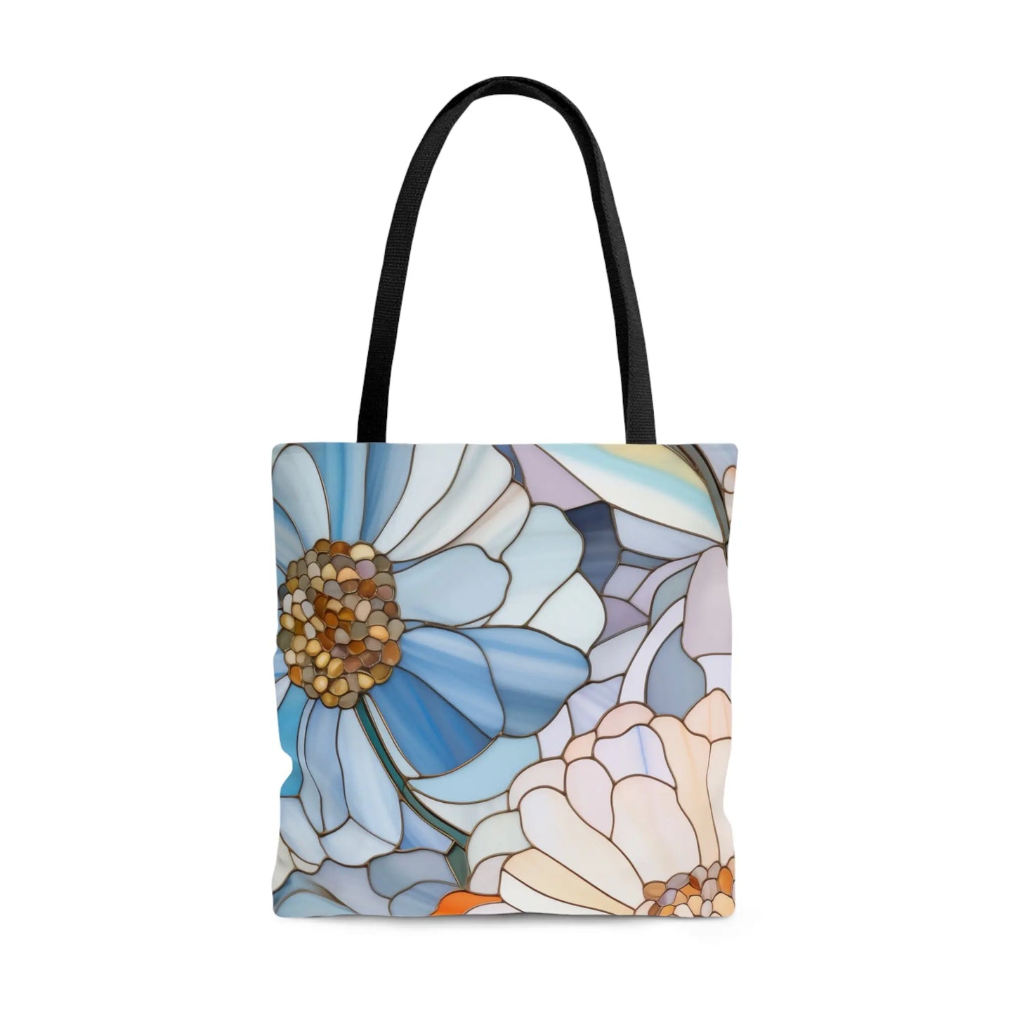 Stained Glass Flowers Tote Bag