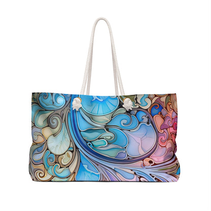 Rainbow Paisley Stained Glass Oversized Tote Bag
