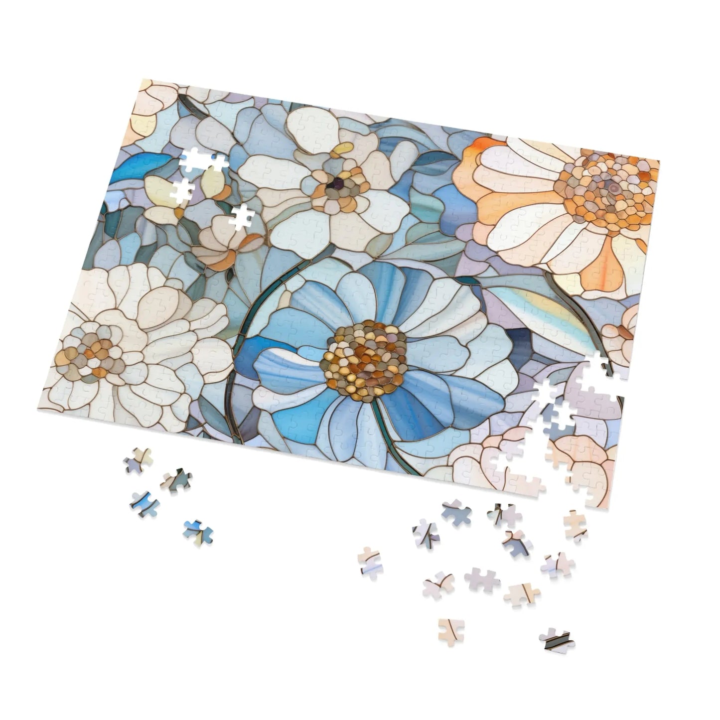 Stained Glass Flowers Jigsaw Puzzle (30, 110, 252, 500,1000-Piece)