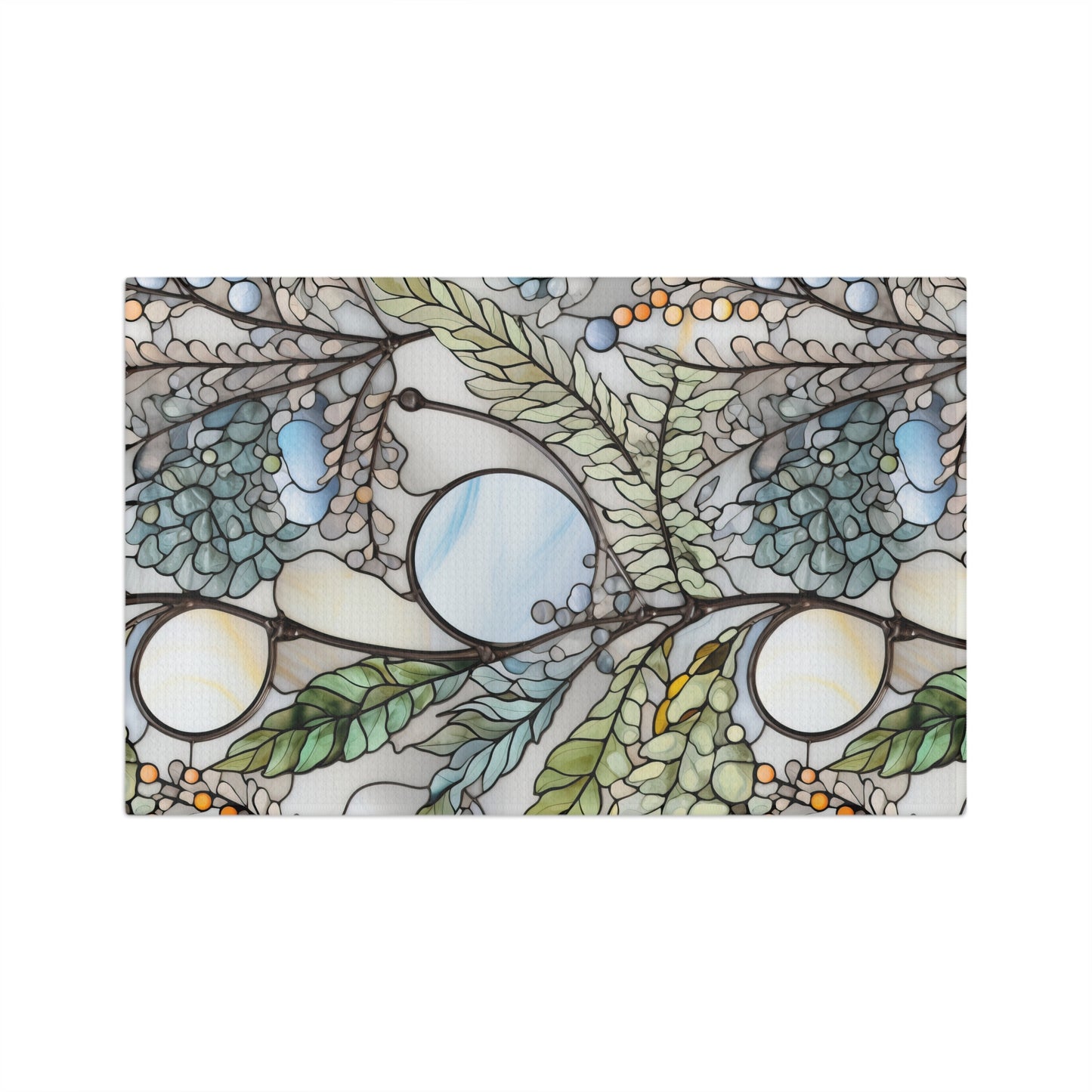 Stained Glass Ferns Soft Kitchen Tea Towel, Waffle Towel