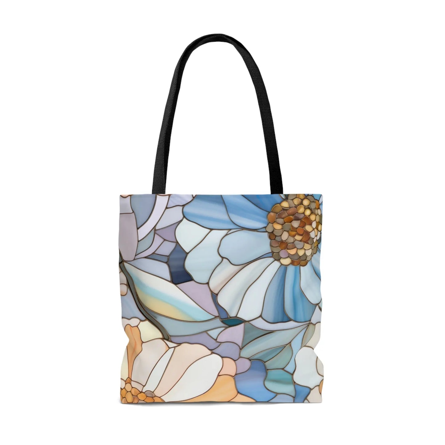 Stained Glass Flowers Tote Bag